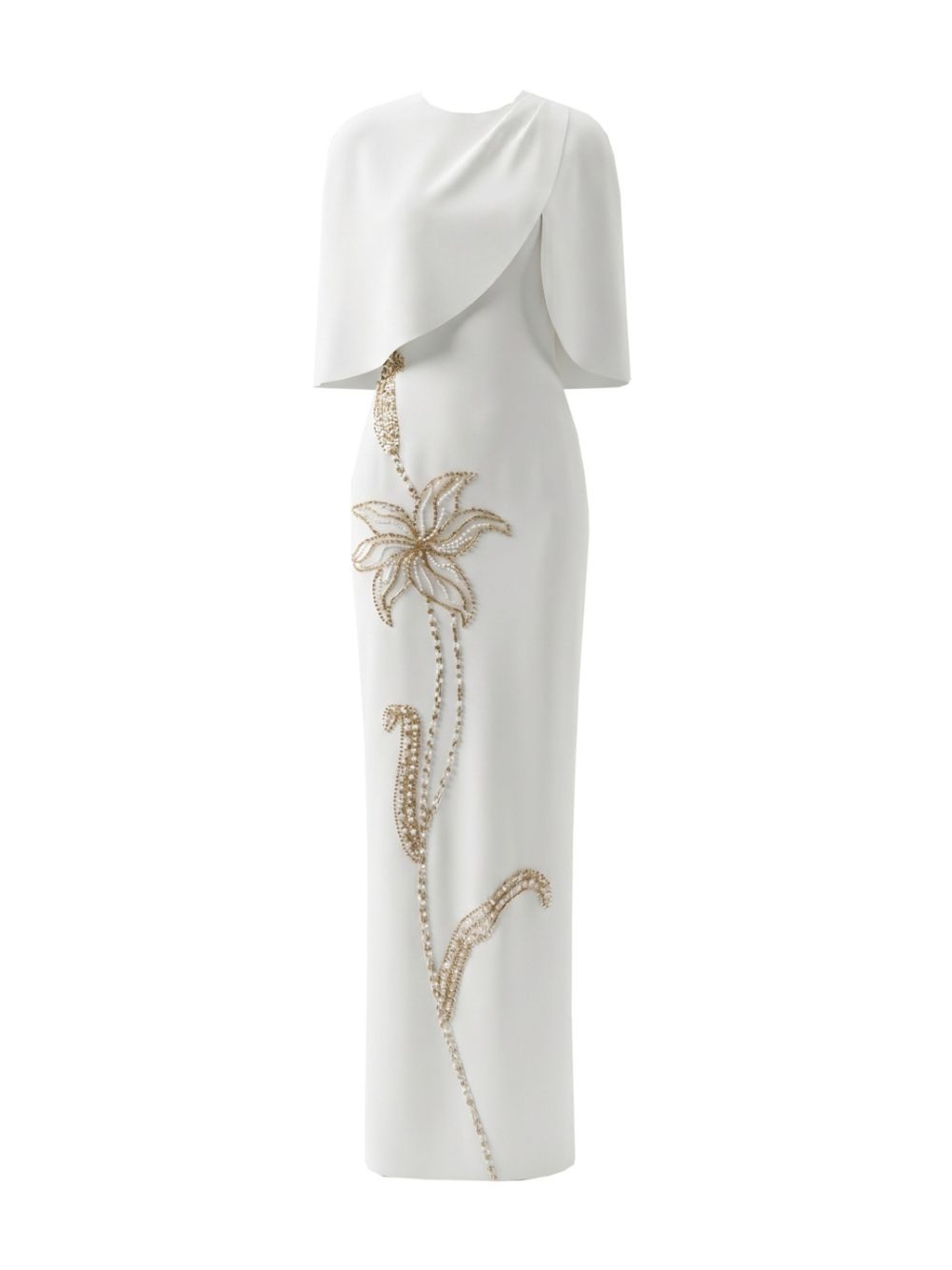 Cape Detail Floral Embellished Maxi Dress - OWNCI Cape Detail Floral Embellished Maxi Dress - OWNCI