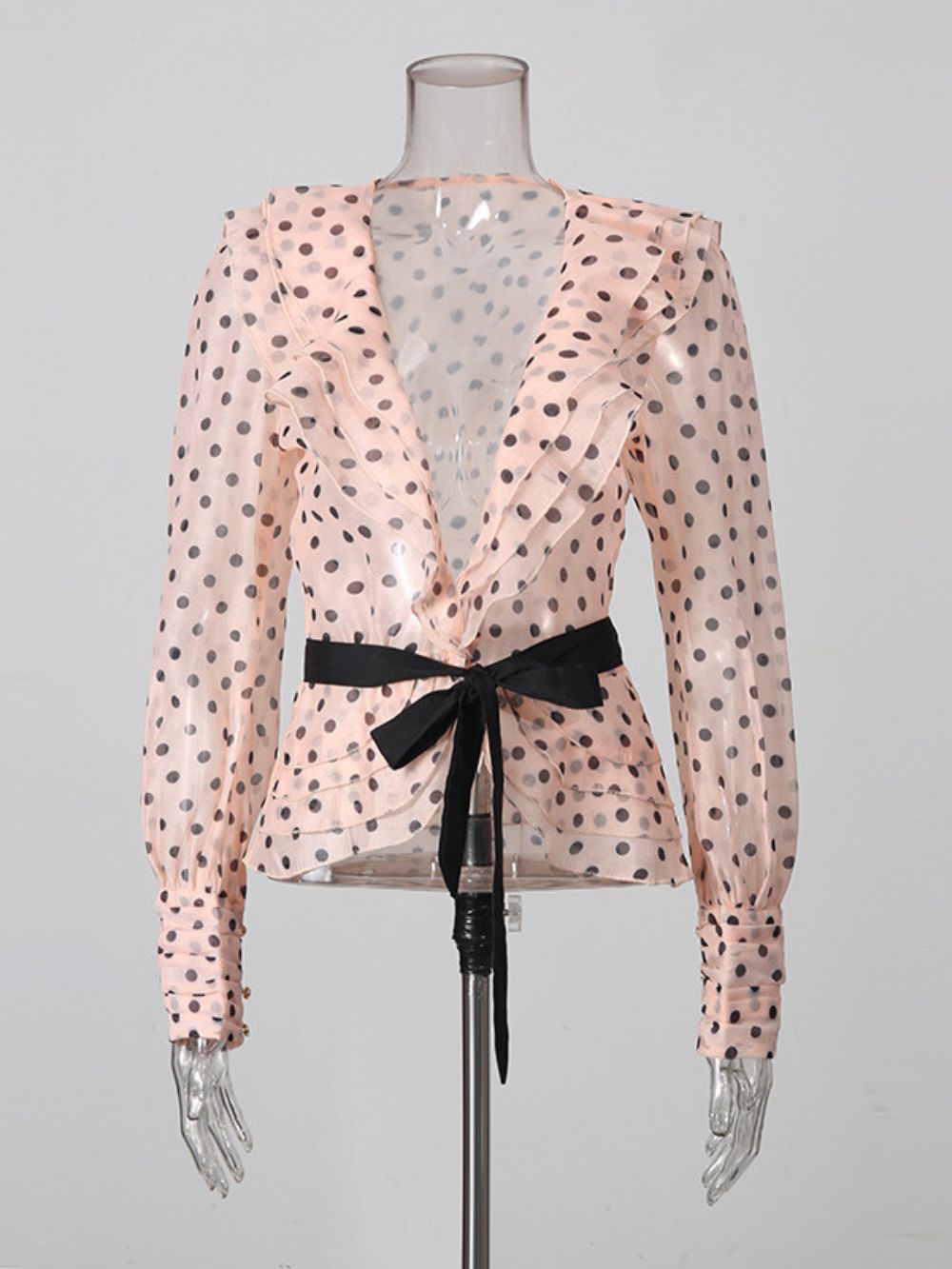 Mela Pink Dot Long Sleeve Top - OWNCI