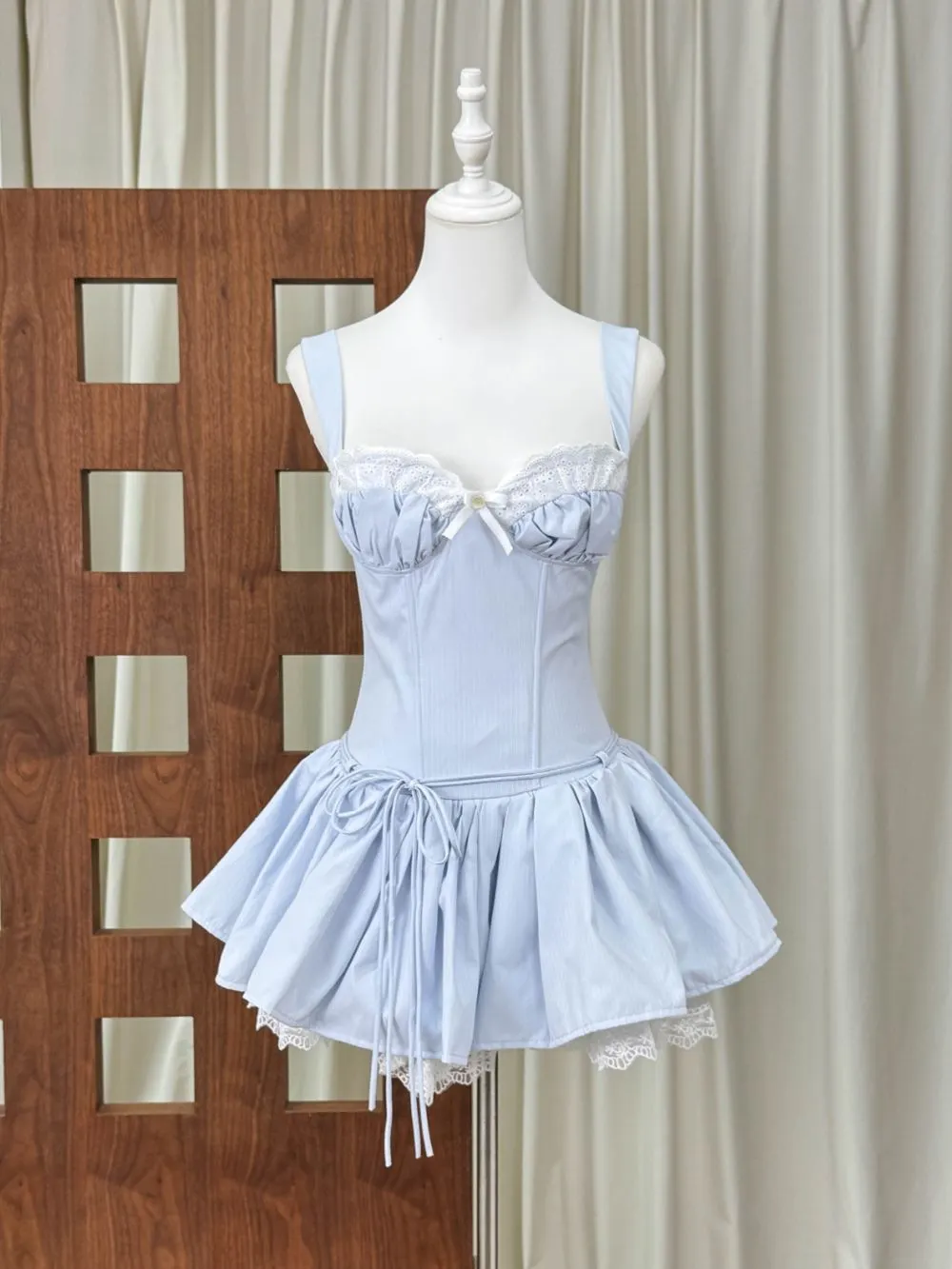 Lace Draped Bustier A Line Dress - OWNCI Lace Draped Bustier A Line Dress - OWNCI