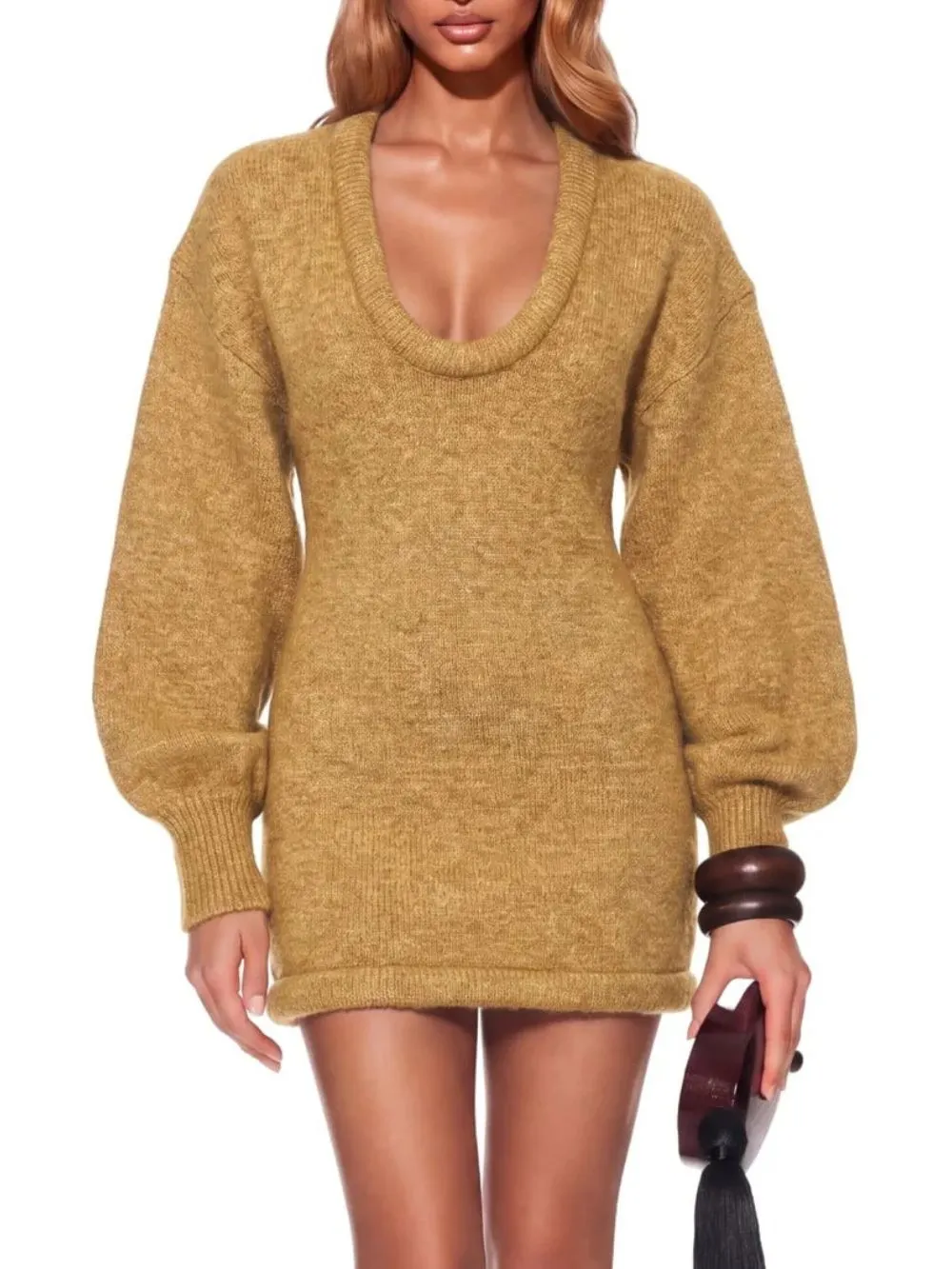 Grunet U Neck Knitted Mini Dress - OWNCI Grunet U Neck Knitted Mini Dress - OWNCI