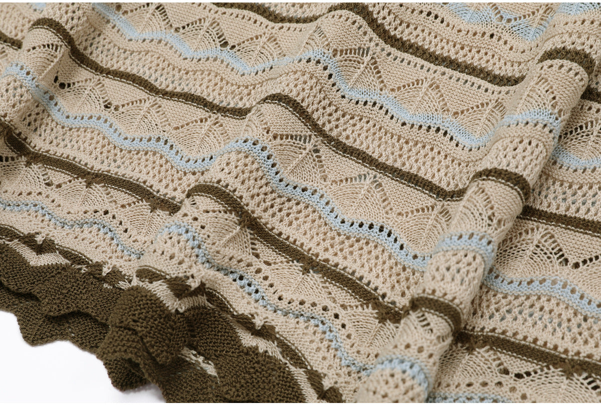 Beige Crochet-Style Knit A-Line Maxi Dress - OWNCI Beige Crochet-Style Knit A-Line Maxi Dress - OWNCI