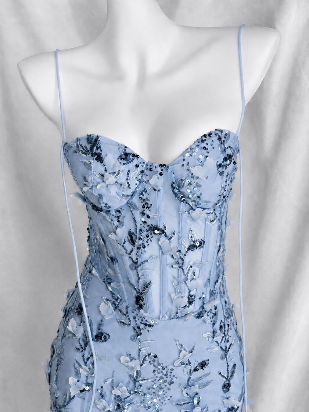 Floral Sequin Structured Bustier Maxi Dress Blue - OWNCI Floral Sequin Structured Bustier Maxi Dress Blue - OWNCI
