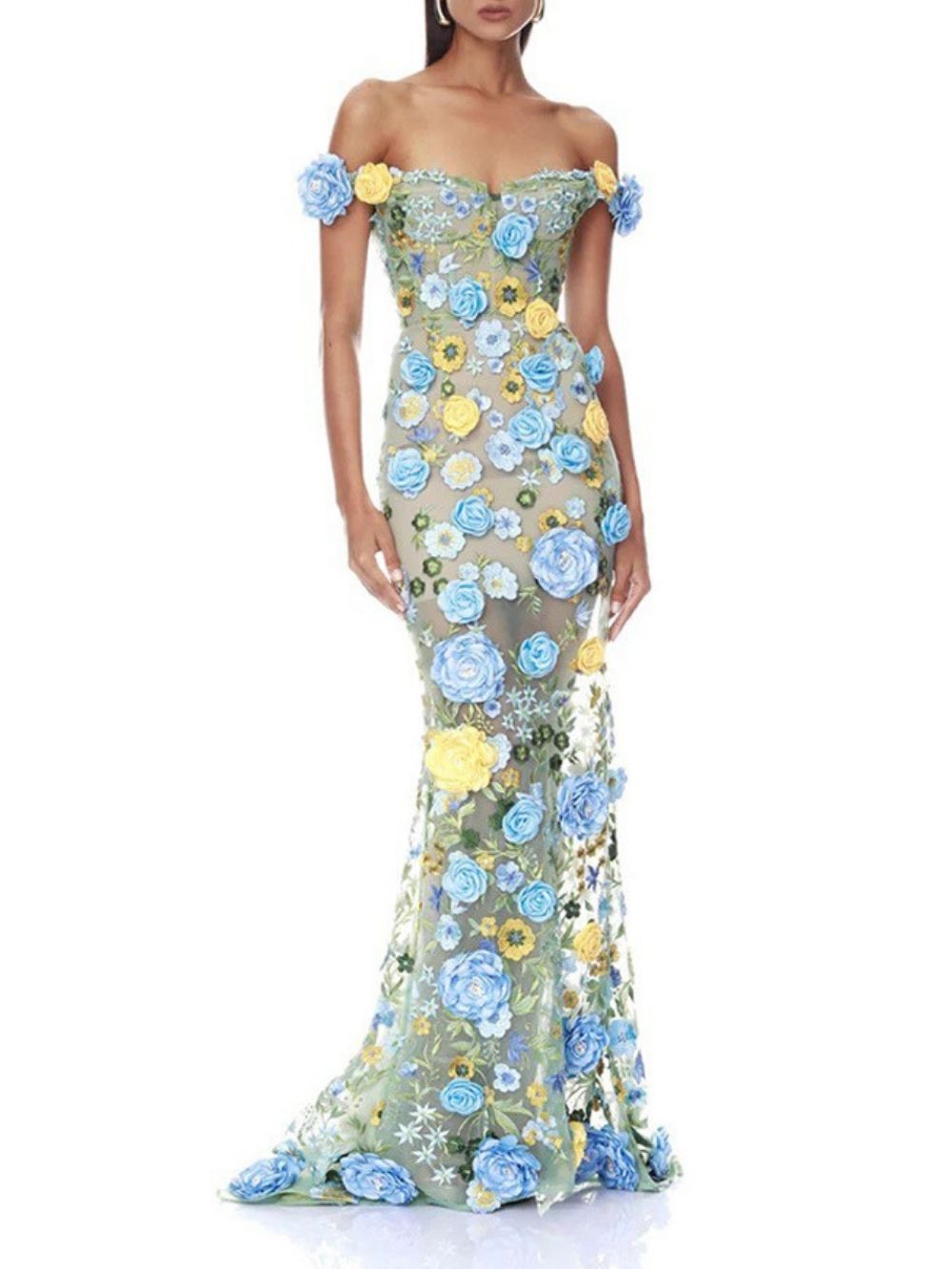 Mayda 3D Flower Embellished Maxi Dress - OWNCI Mayda 3D Flower Embellished Maxi Dress - OWNCI