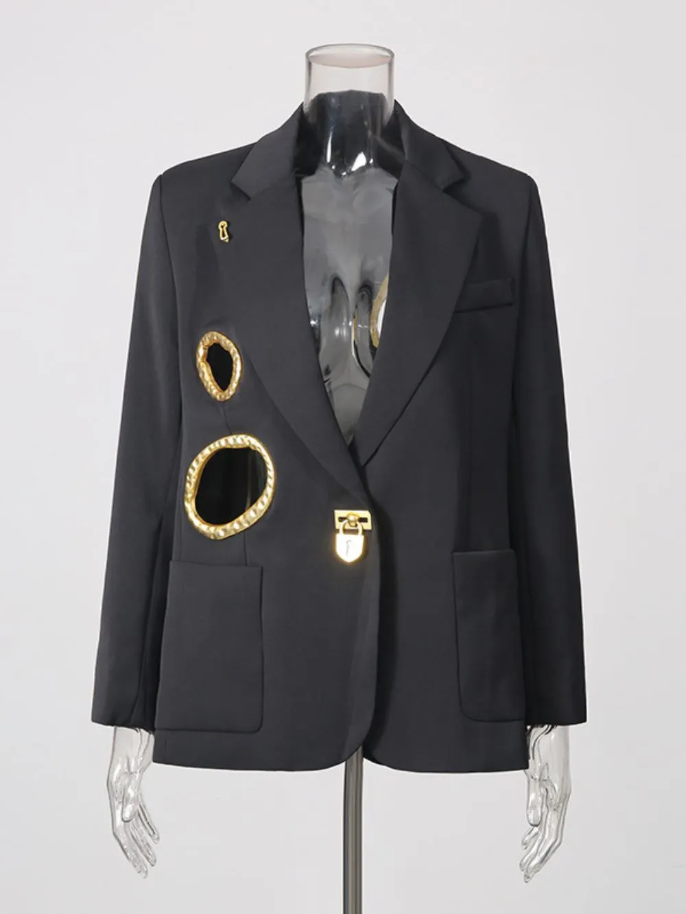 Michiko Metal Hollowed-Out Blazer - OWNCI Michiko Metal Hollowed-Out Blazer - OWNCI