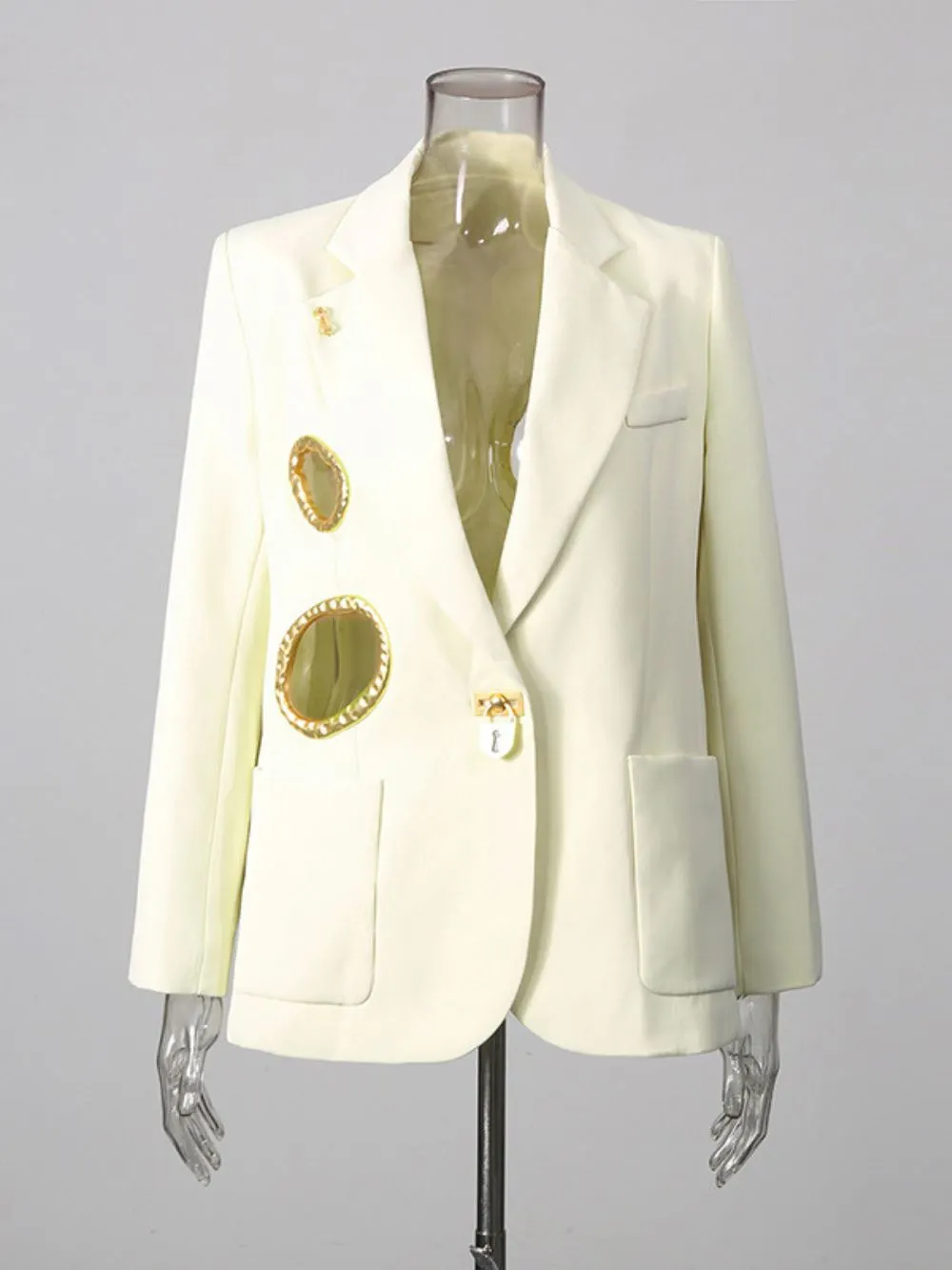 Michiko Metal Hollowed-Out Blazer - OWNCI