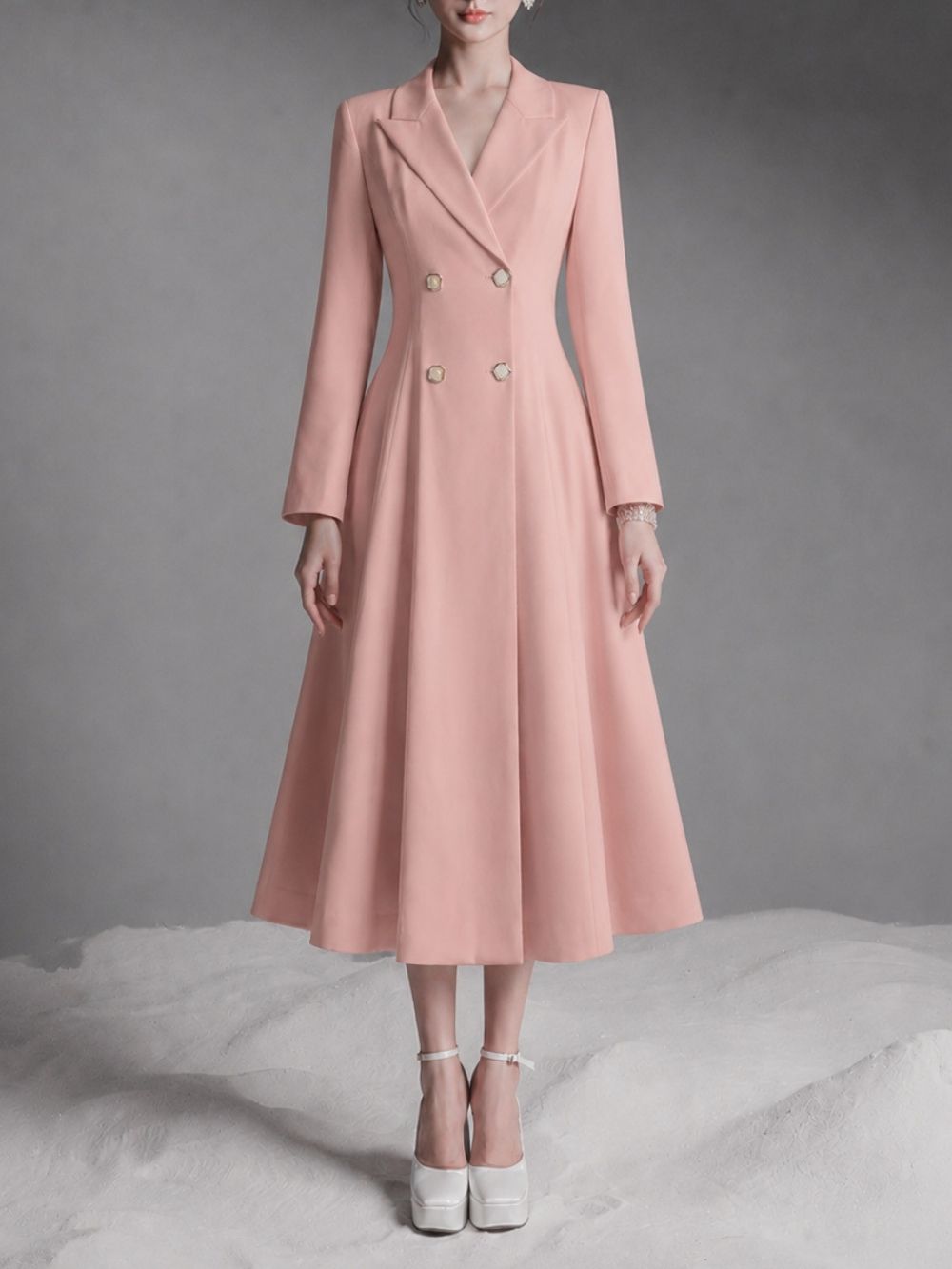 Mauve Long Sleeve Coat Dress - OWNCI Mauve Long Sleeve Coat Dress - OWNCI
