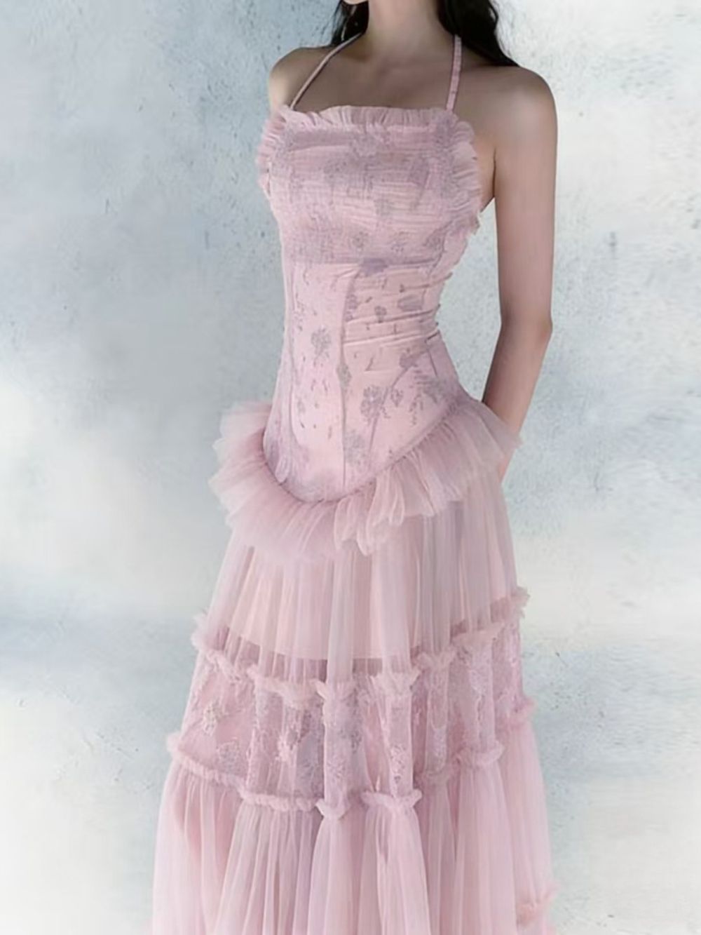 Hermosa Lace Splicing Layer Maxi Dress In Pink - OWNCI Hermosa Lace Splicing Layer Maxi Dress In Pink - OWNCI