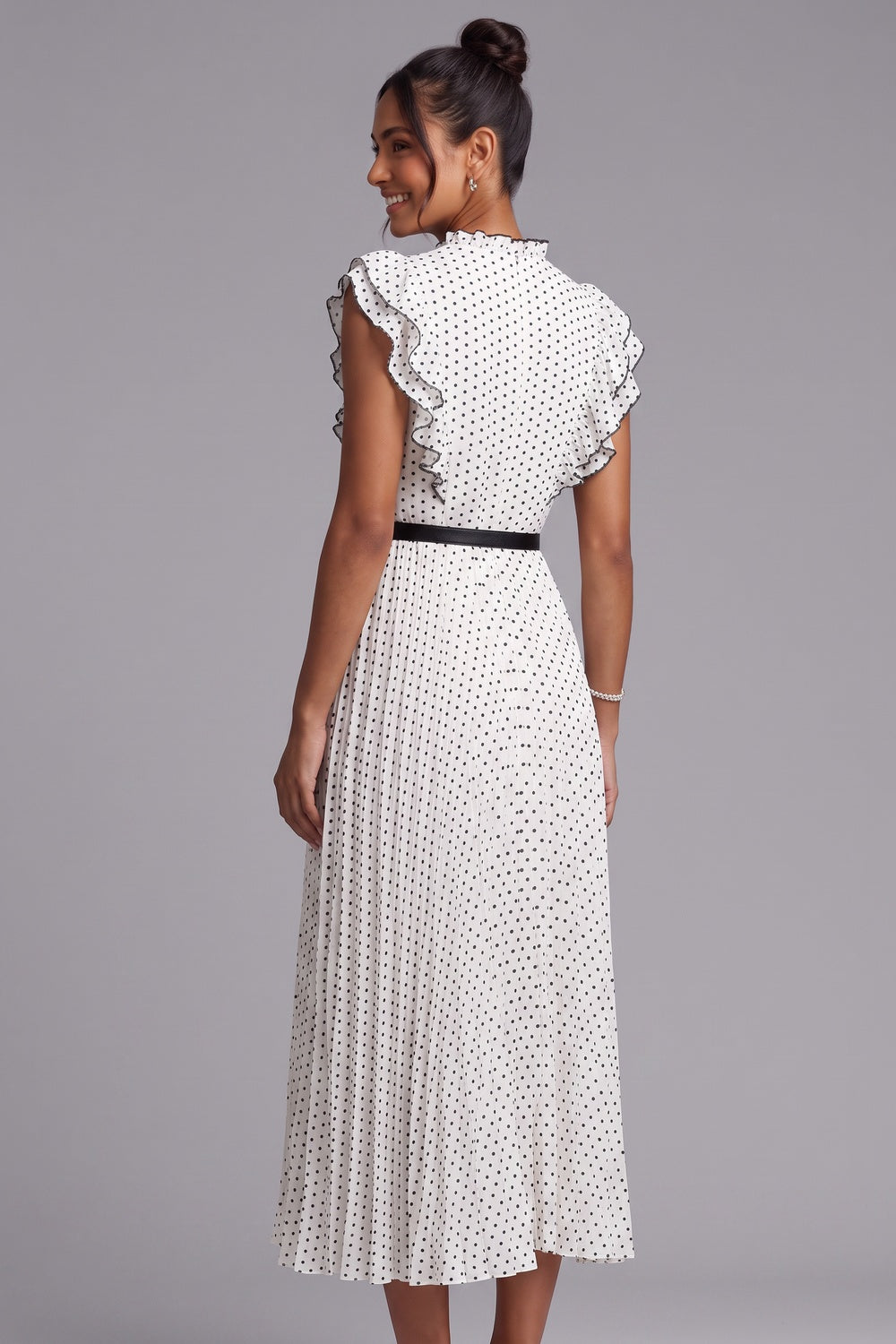 Polka Dot Ruffle Sleeve Midi Dress - OWNCI Polka Dot Ruffle Sleeve Midi Dress - OWNCI