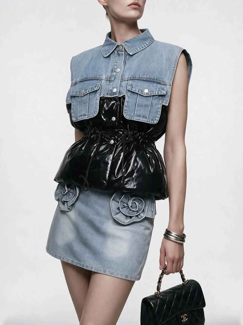 Mihaela Denim Patchwork Jacket - OWNCI Mihaela Denim Patchwork Jacket - OWNCI