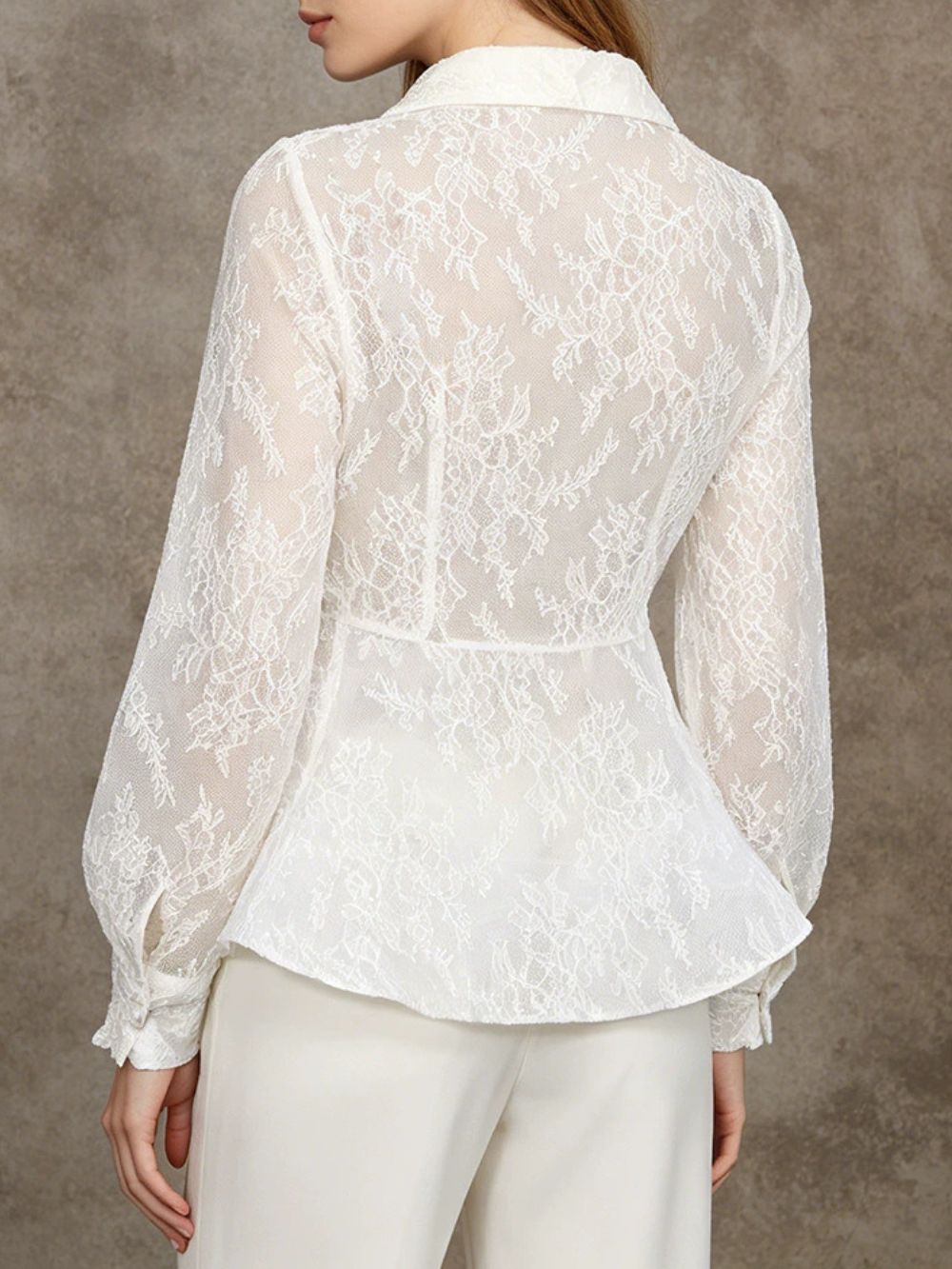Melanee White Lace Long Sleeve Top - OWNCI
