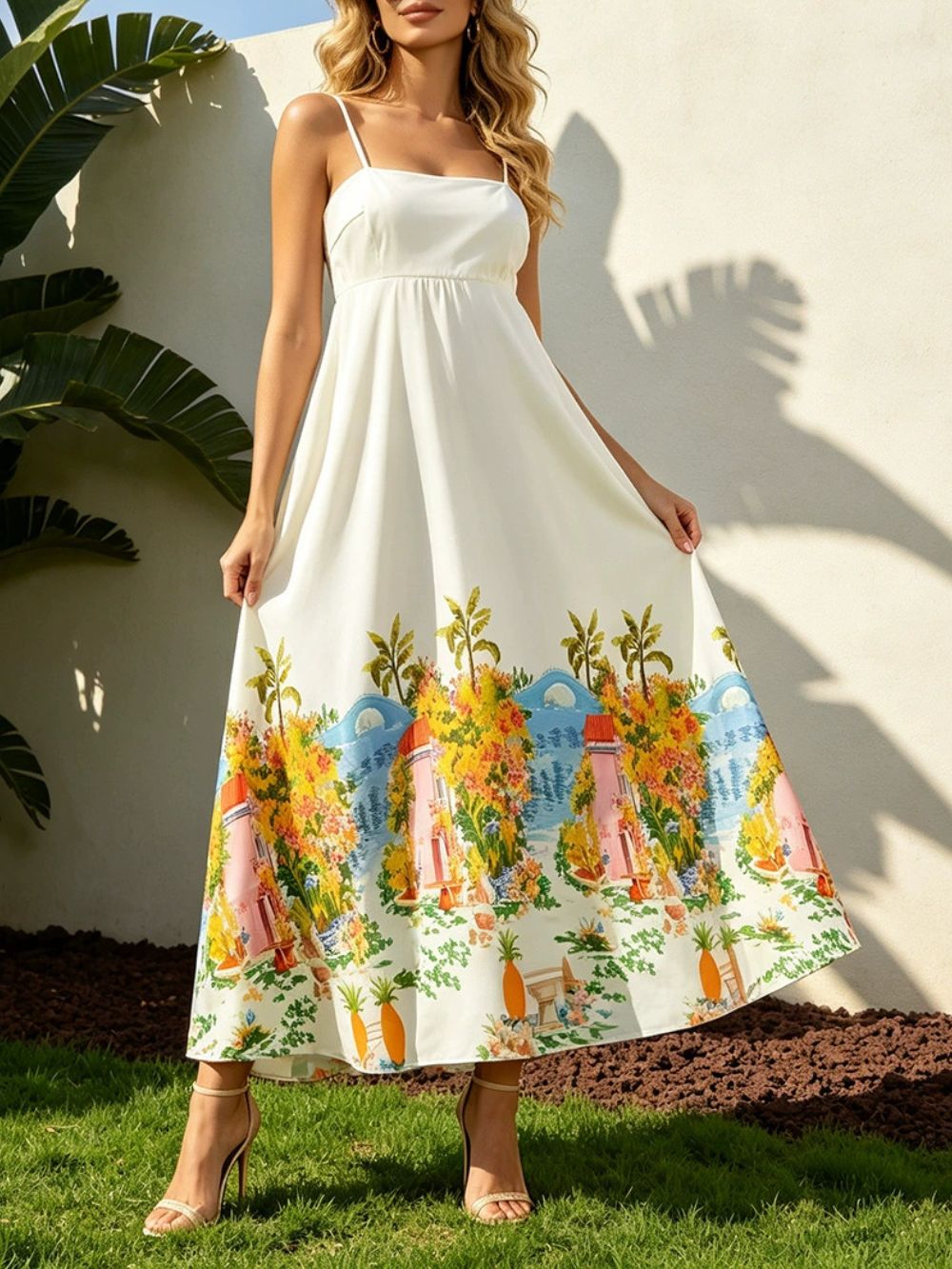 Maura Spaghetti Printed Midi Dress - OWNCI Maura Spaghetti Printed Midi Dress - OWNCI