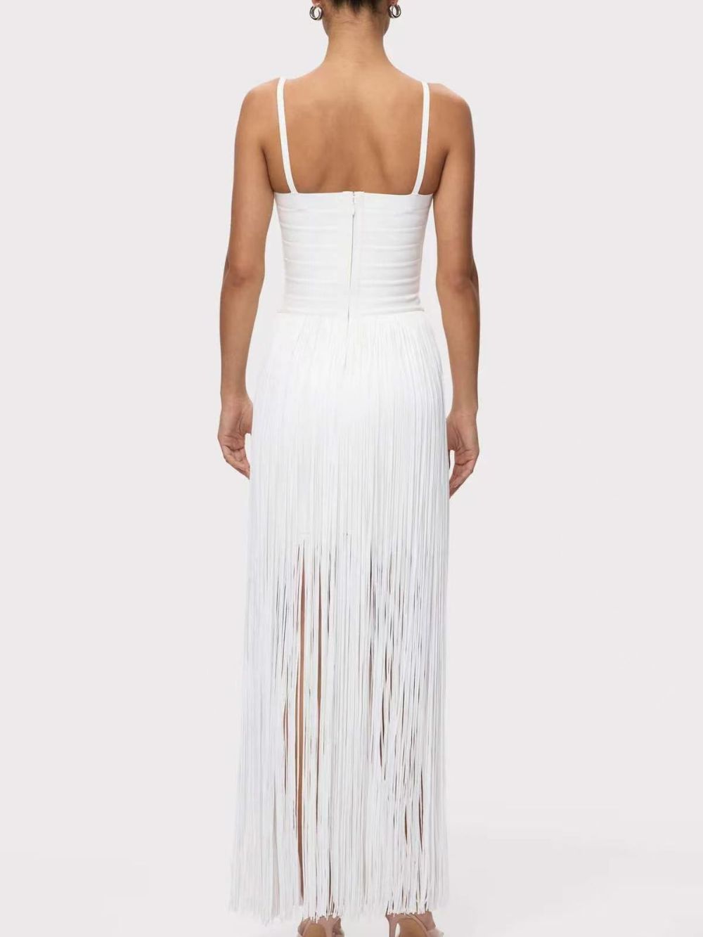 Tassel Detail Maxi Dress White - OWNCI