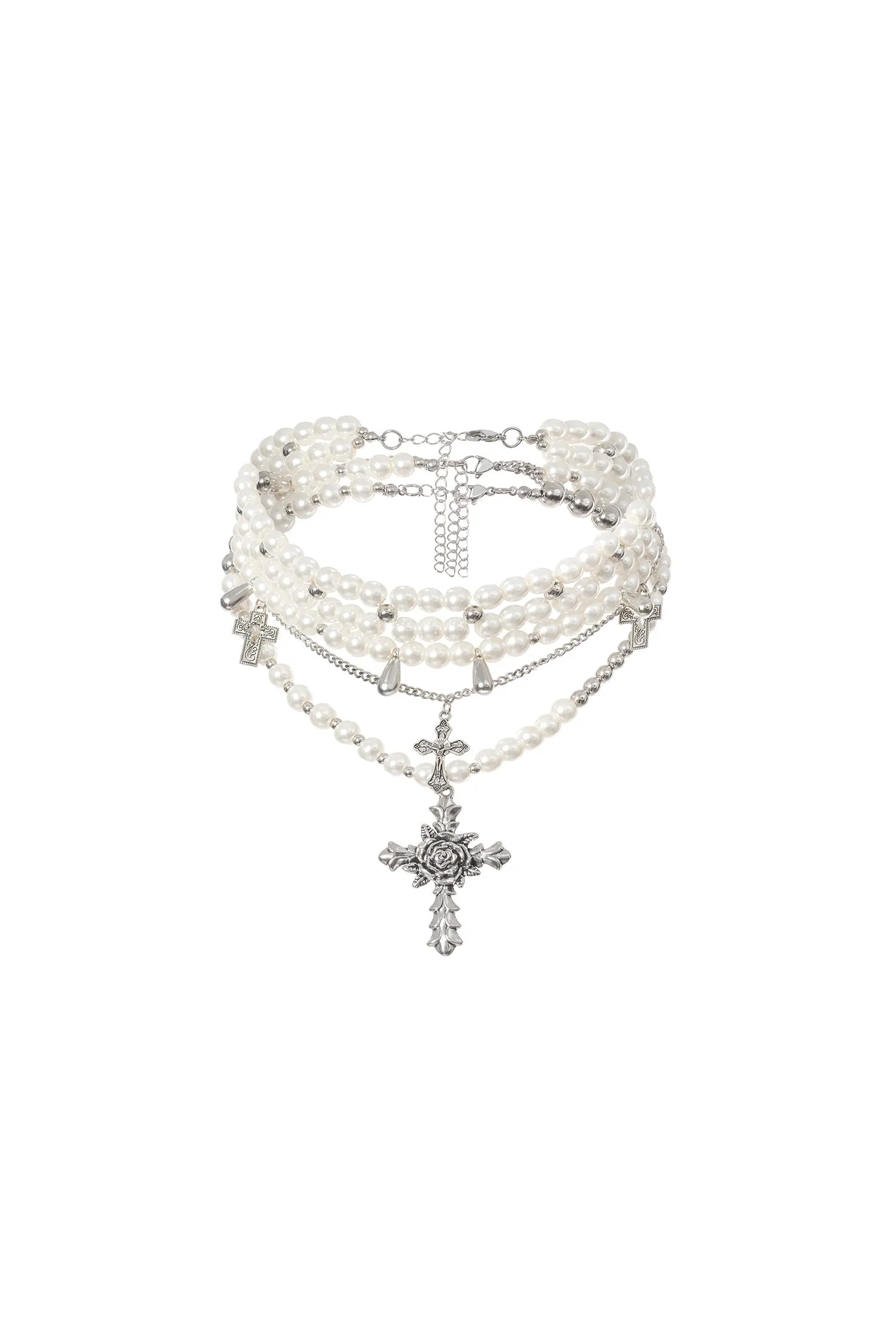 Julia Triple Pearls Cross Necklace - OWNCI
