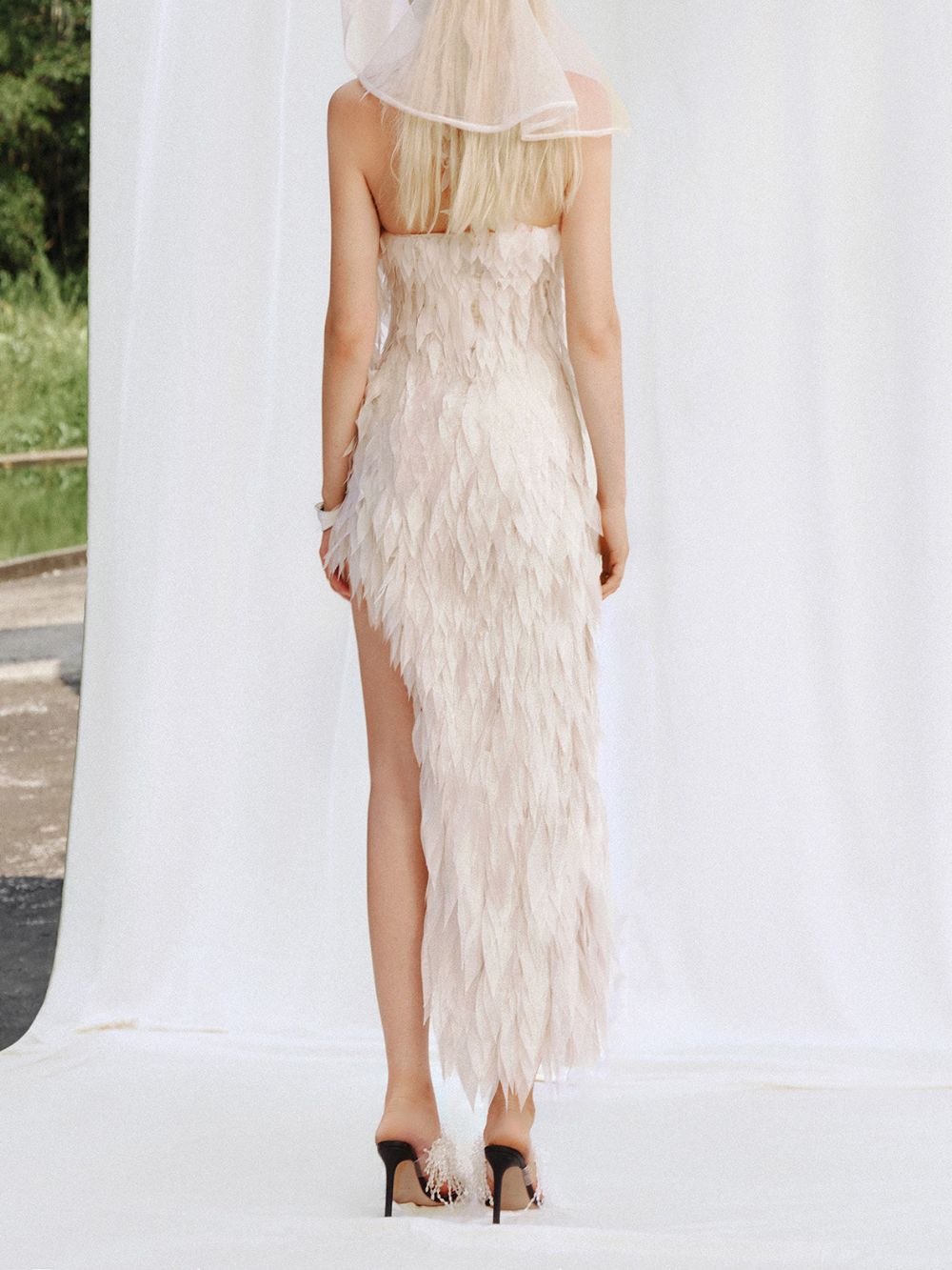 Minji One-Shoulder Leaf Mini Dress - OWNCI