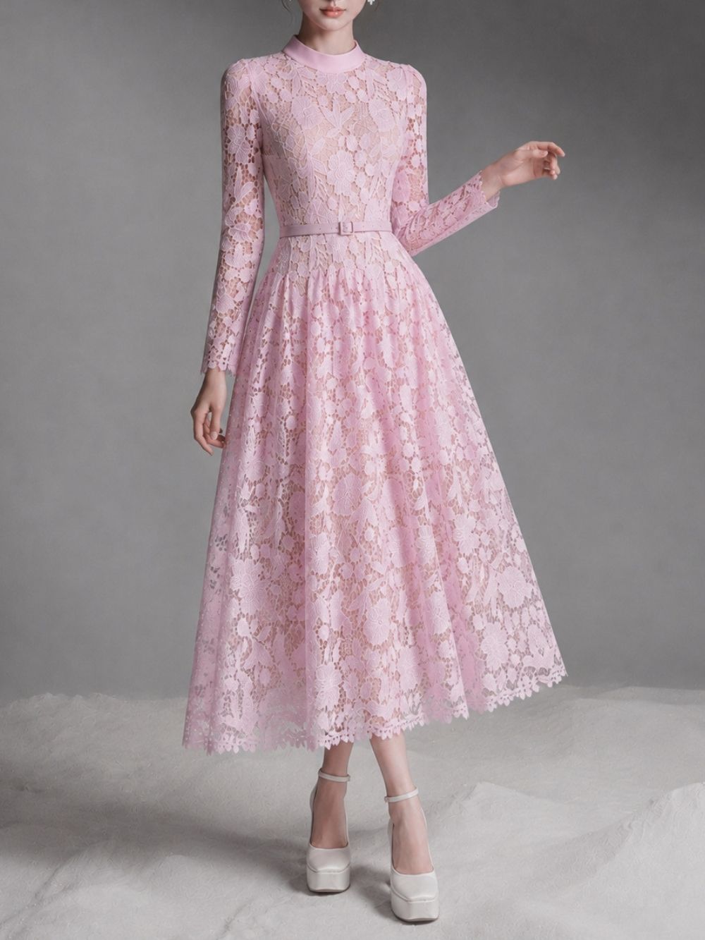 Maurissa Lace Long Sleeve Midi Dress - OWNCI Maurissa Lace Long Sleeve Midi Dress - OWNCI