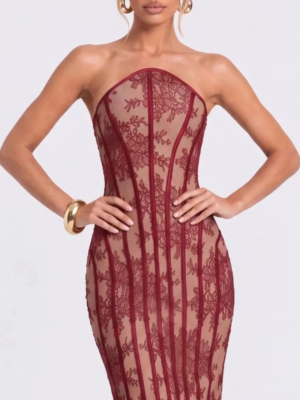 Ulmarek Strapless Lace Maxi Dress - OWNCI Ulmarek Strapless Lace Maxi Dress - OWNCI