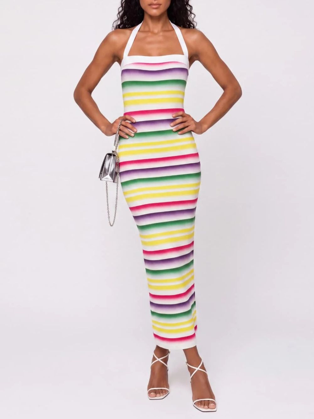 Iskava Halterneck Stripe Bandage Maxi Dress - OWNCI Iskava Halterneck Stripe Bandage Maxi Dress - OWNCI