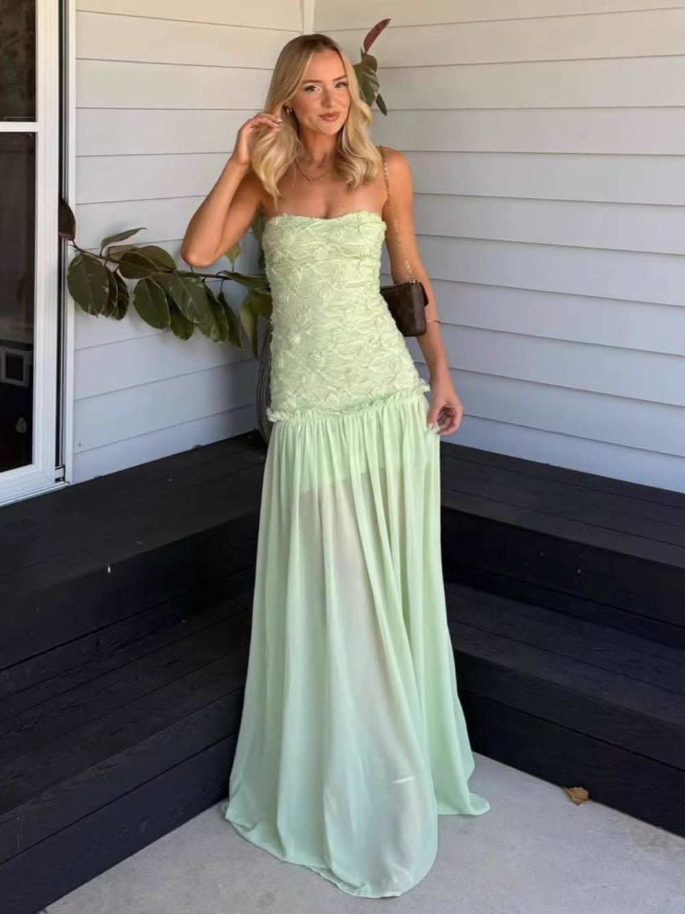 A-Line With Fitted Drop-Waist Bodice Gown - OWNCI A-Line With Fitted Drop-Waist Bodice Gown - OWNCI