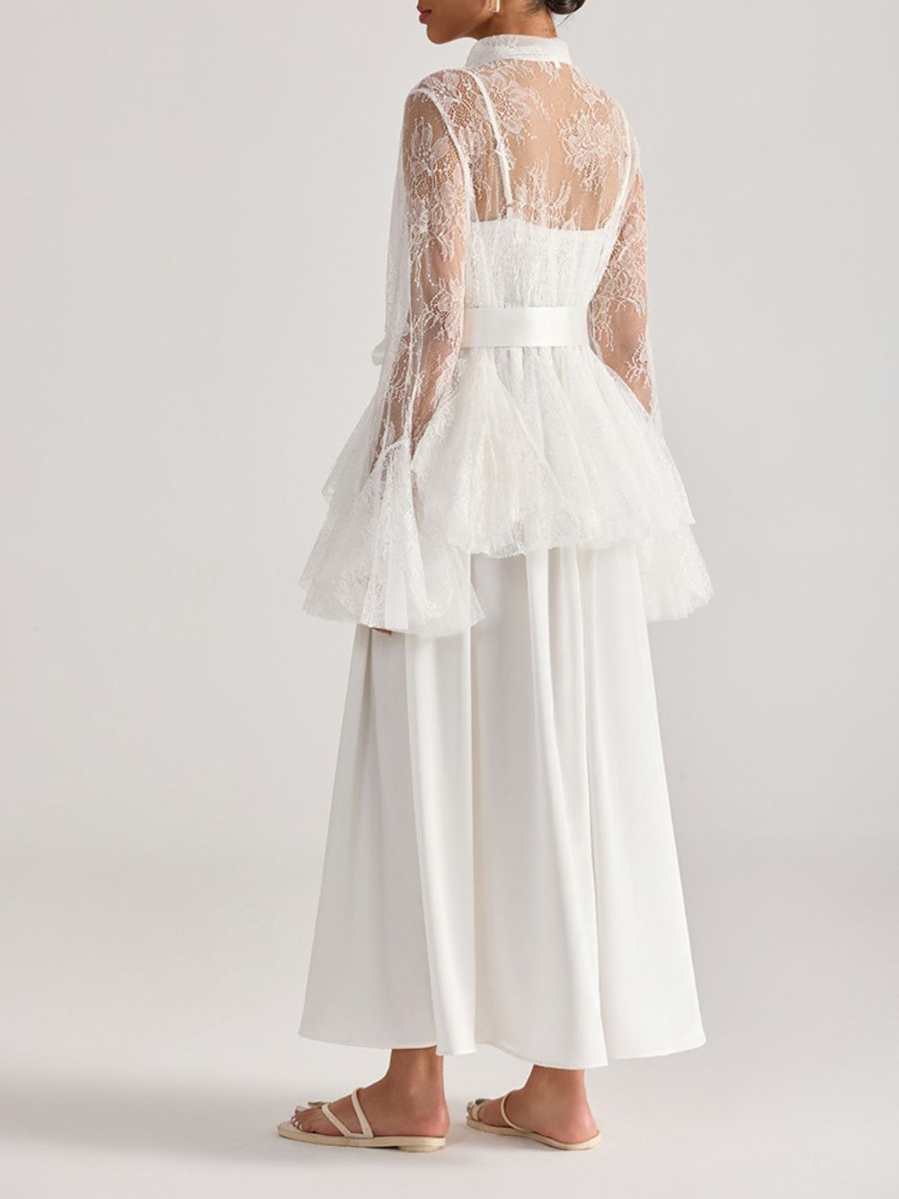 Miori White Lace Top & Maxi Dress Set - OWNCI