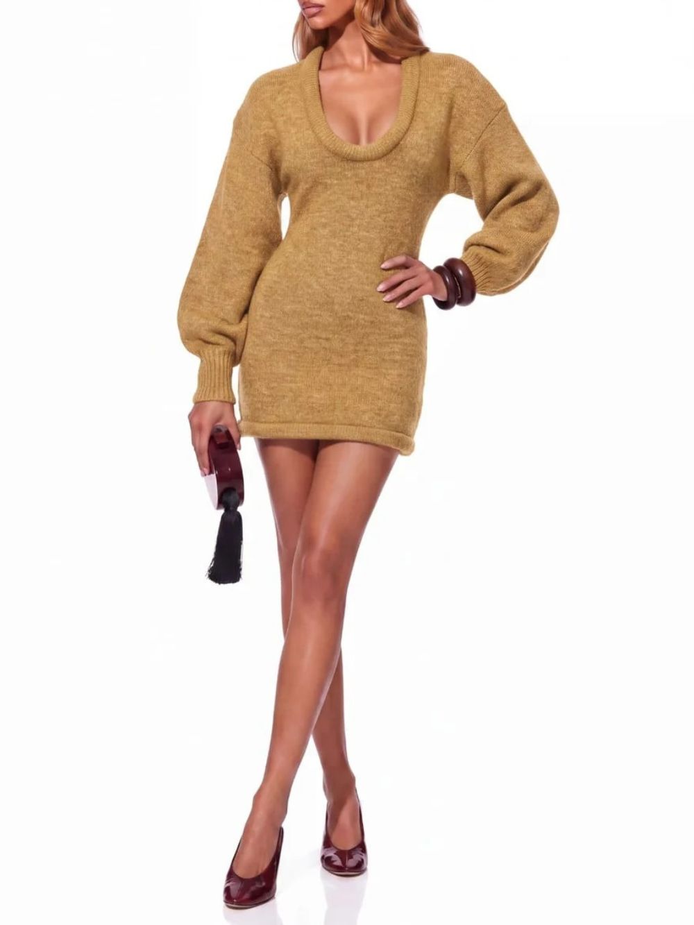 Grunet U Neck Knitted Mini Dress - OWNCI Grunet U Neck Knitted Mini Dress - OWNCI