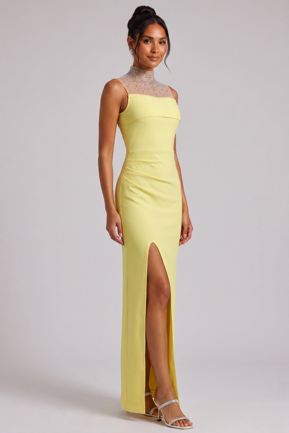 Yellow Beaded Neckline Maxi Dress - OWNCI Yellow Beaded Neckline Maxi Dress - OWNCI