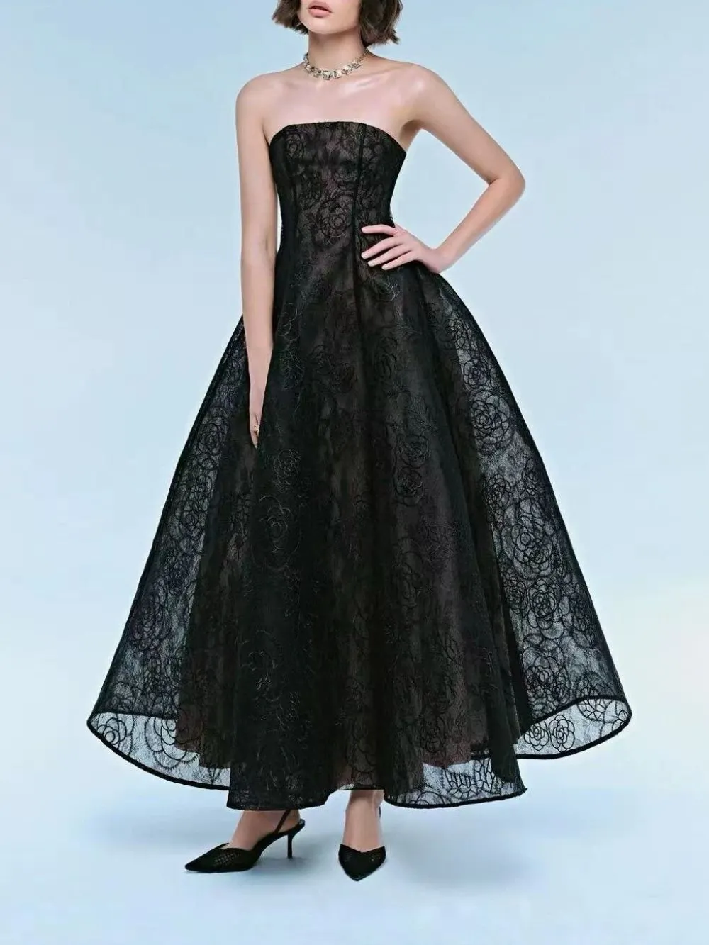 Milia Strapless Lace Midi Dress - OWNCI Milia Strapless Lace Midi Dress - OWNCI