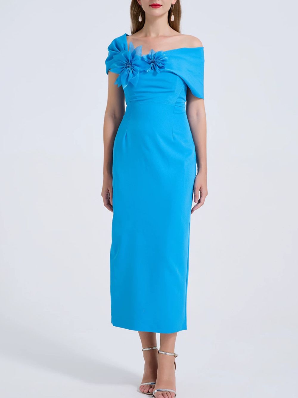 Meira Flower Embellished Midi Dress - OWNCI