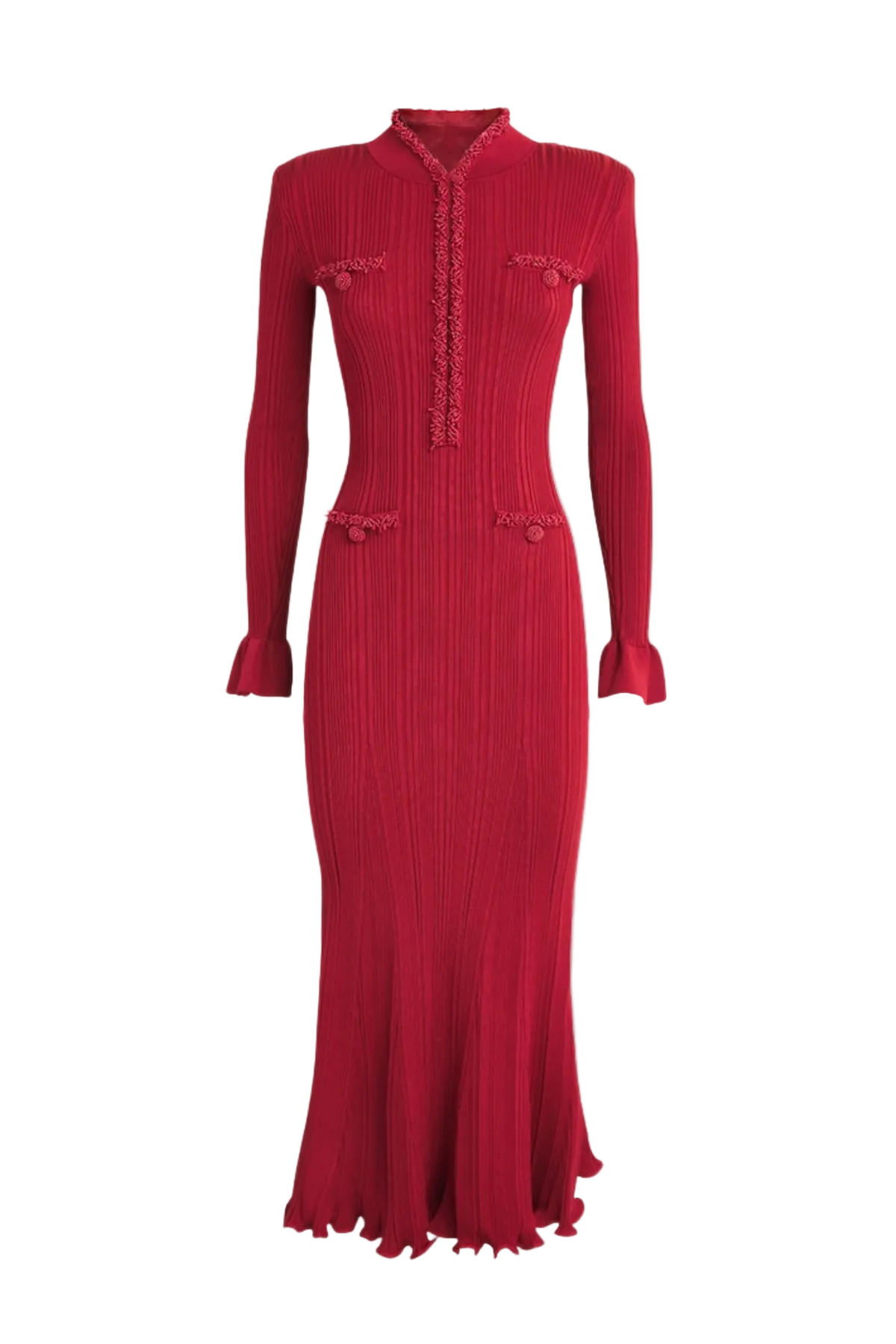 Austio Pearl Trim Knit Midi Dress - OWNCI Austio Pearl Trim Knit Midi Dress - OWNCI