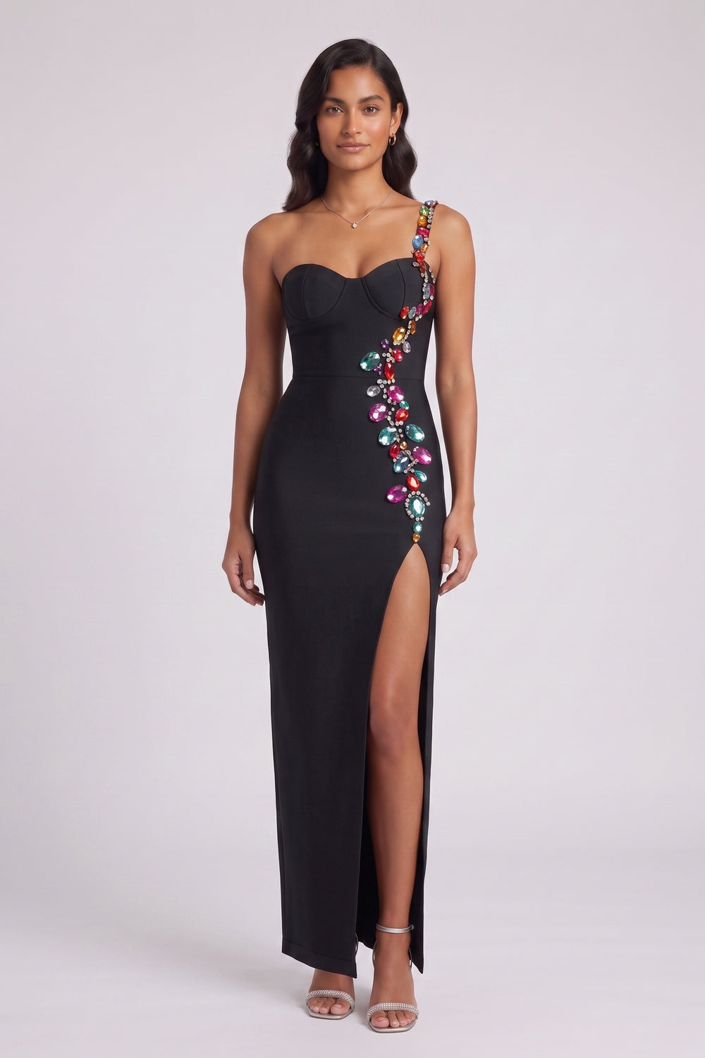 Black Heavy Stretch Bandage Column Gown - OWNCI Black Heavy Stretch Bandage Column Gown - OWNCI