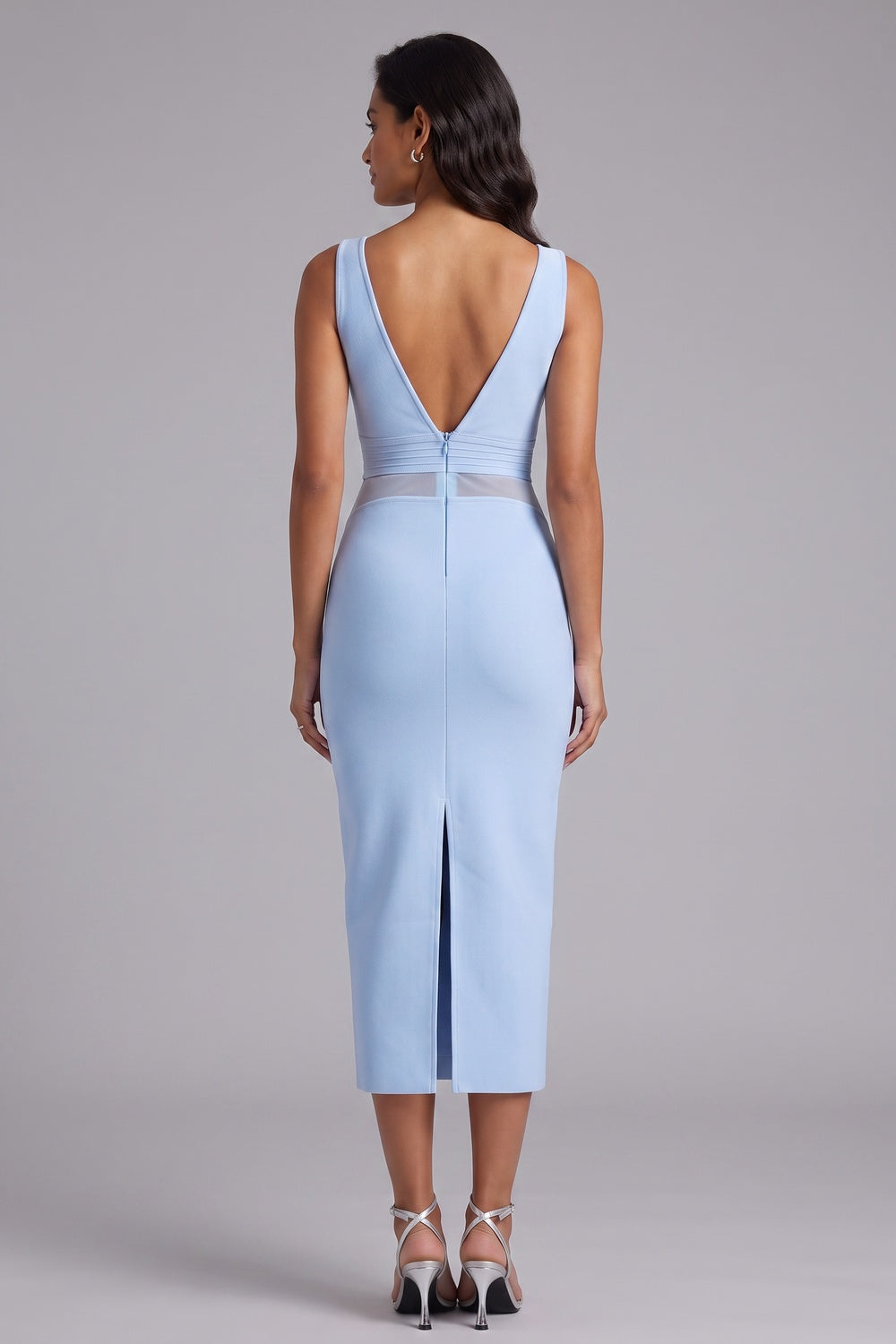 Light Blue Heavy Bandage Sheath Dress - OWNCI Light Blue Heavy Bandage Sheath Dress - OWNCI