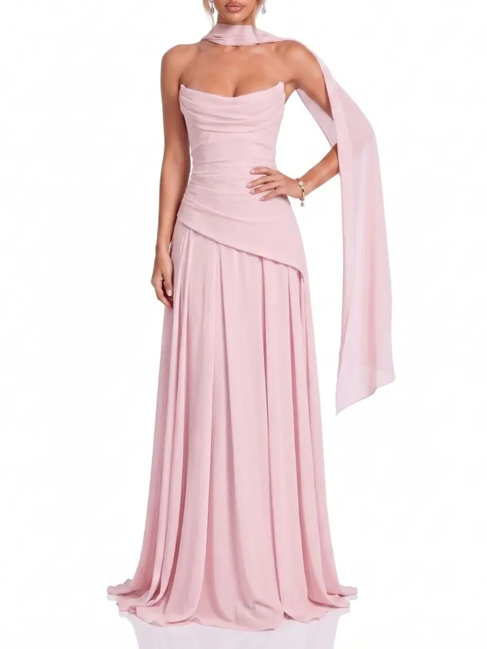Neskava Scarf Strapless Maxi Dress - OWNCI Neskava Scarf Strapless Maxi Dress - OWNCI