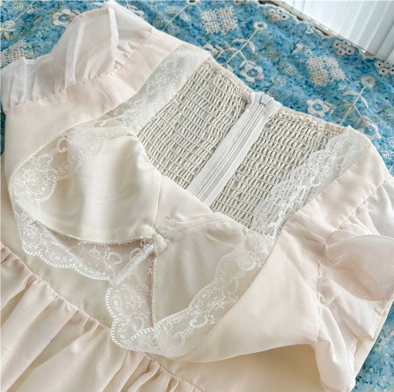 White Cotton Woven Fit-and-Flare Midi Dress with Gradient Floral and Eyelet - OWNCI White Cotton Woven Fit-and-Flare Midi Dress with Gradient Floral and Eyelet - OWNCI