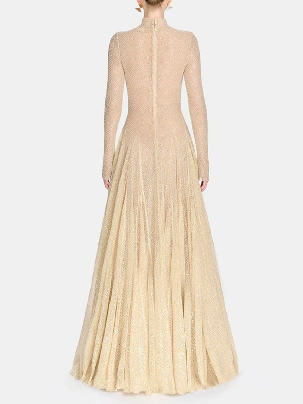 Mily Apricot Sequin Long Sleeve Maxi Dress - OWNCI
