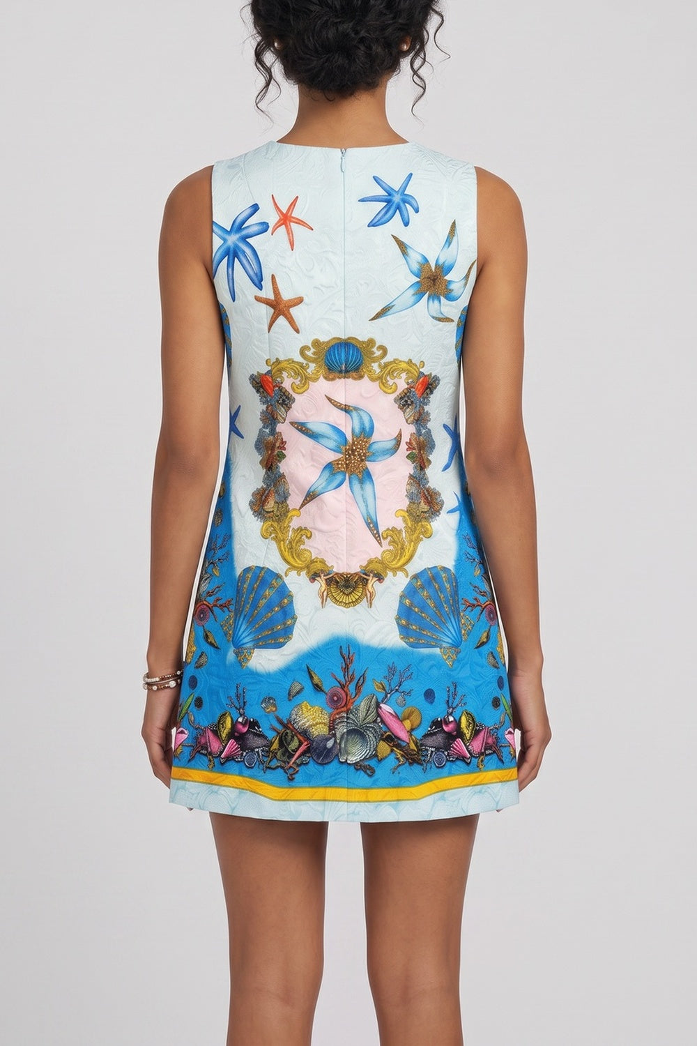 Sleeveless Ocean Print Mini Shift Dress - OWNCI Sleeveless Ocean Print Mini Shift Dress - OWNCI