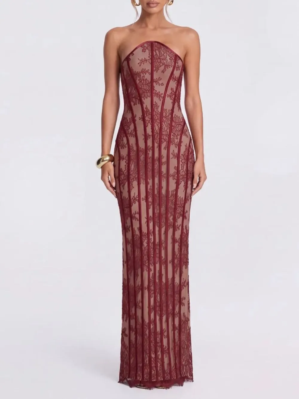 Ulmarek Strapless Lace Maxi Dress - OWNCI Ulmarek Strapless Lace Maxi Dress - OWNCI