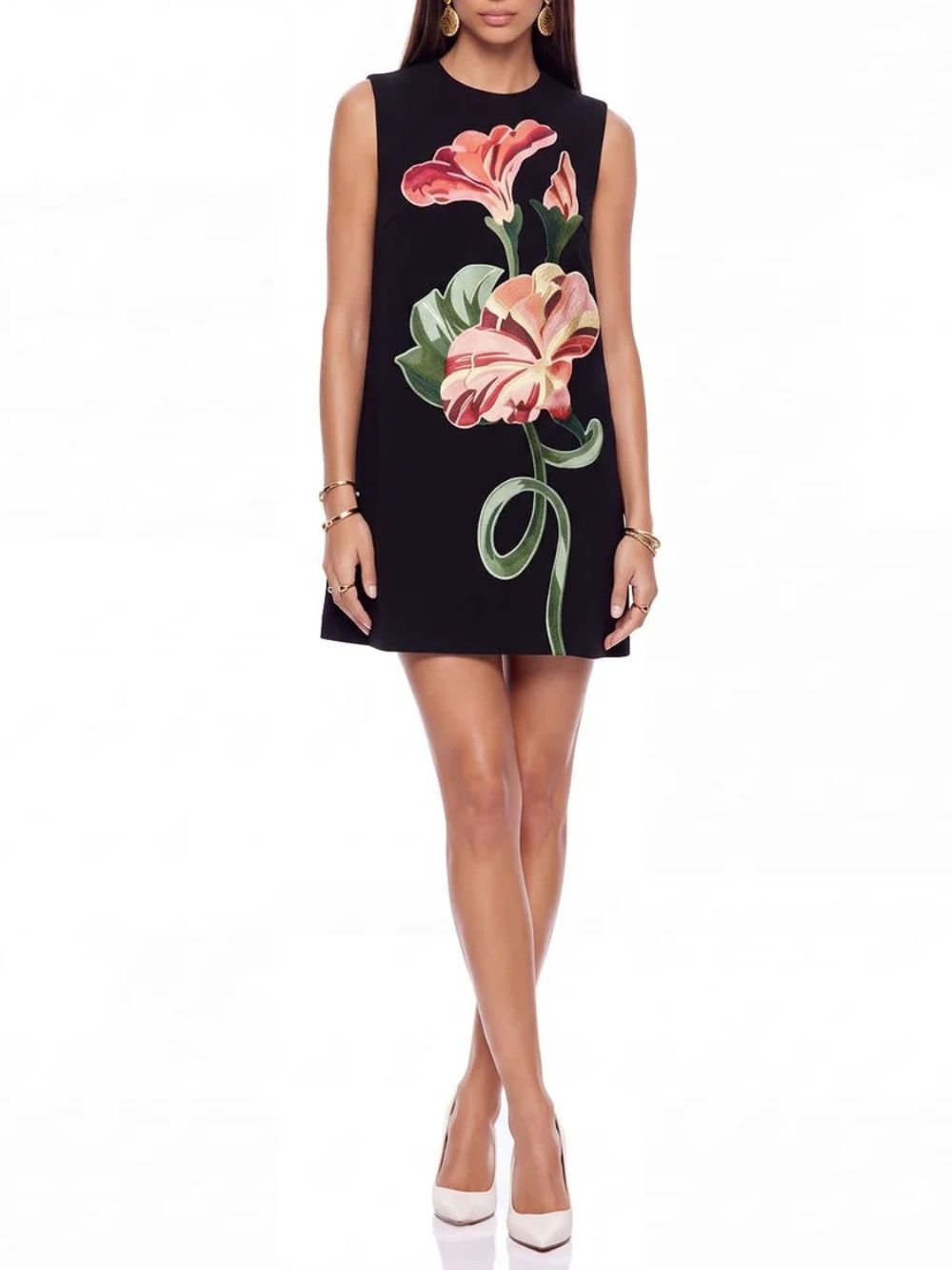 Floral Embroidered Mini Dress - OWNCI Floral Embroidered Mini Dress - OWNCI