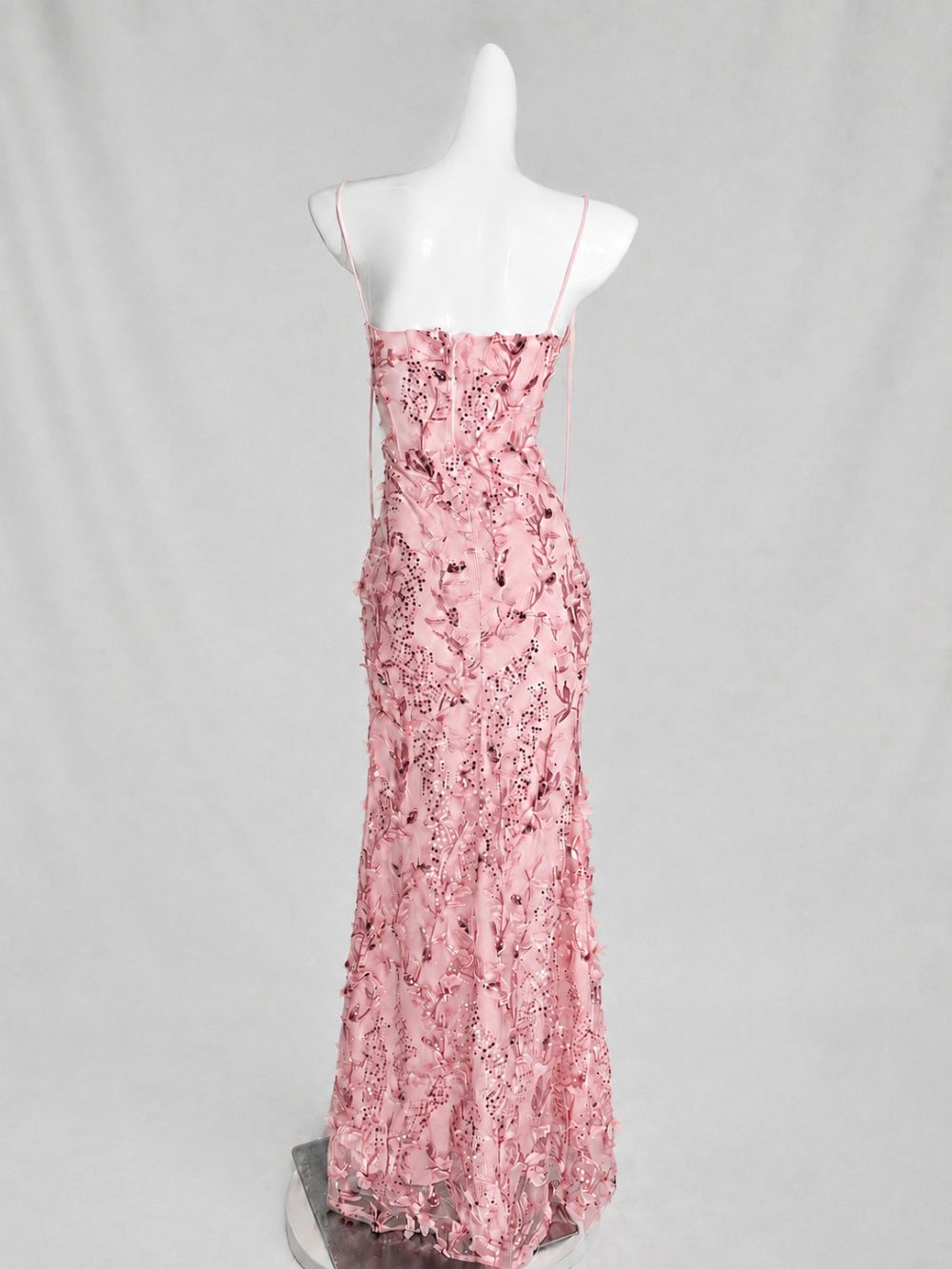 Floral Sequin Structured Bustier Maxi Dress Pink - OWNCI