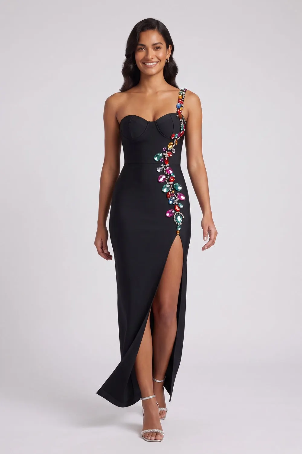 Black Heavy Stretch Bandage Column Gown - OWNCI Black Heavy Stretch Bandage Column Gown - OWNCI