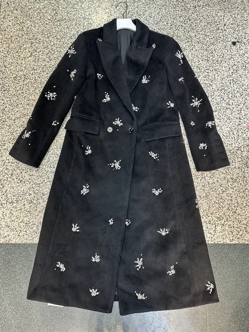 Philippa Crystal Embellished Coat In Black - OWNCI Philippa Crystal Embellished Coat In Black - OWNCI