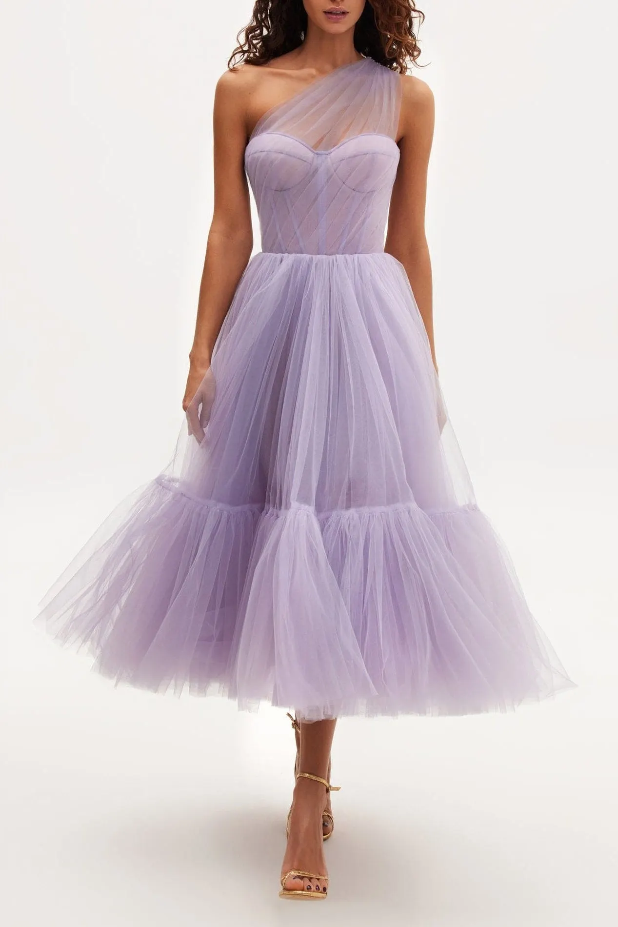 Lavender One-Shoulder Cocktail Tulle Dress - OWNCI