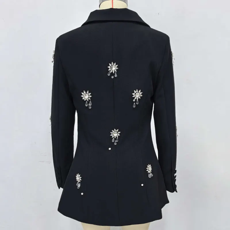 Vivien Crystal Embellished Blazer In Black - OWNCI Vivien Crystal Embellished Blazer In Black - OWNCI