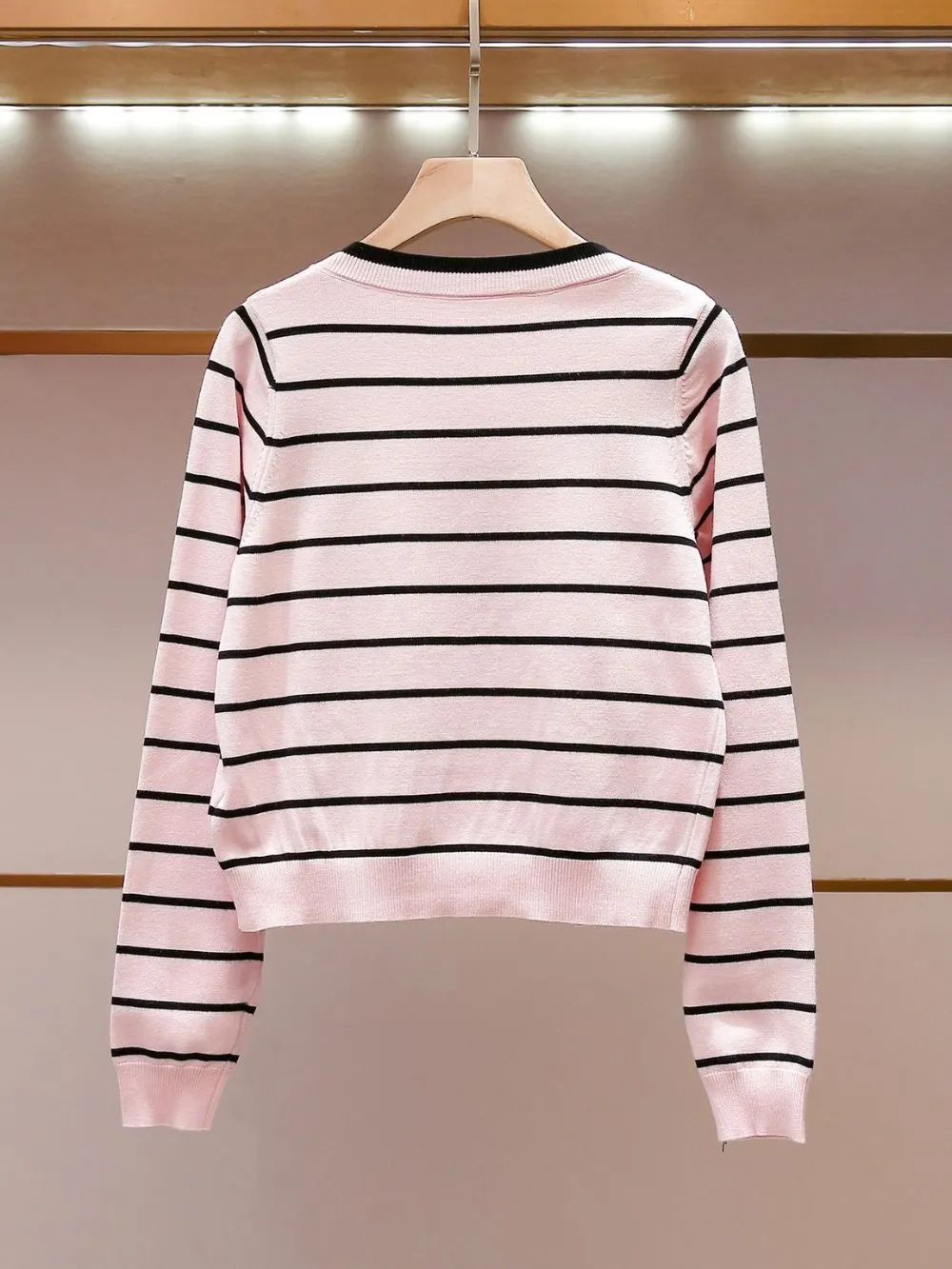 Miona Pink Stripe Cardigan & Tank Top Set - OWNCI Miona Pink Stripe Cardigan & Tank Top Set - OWNCI