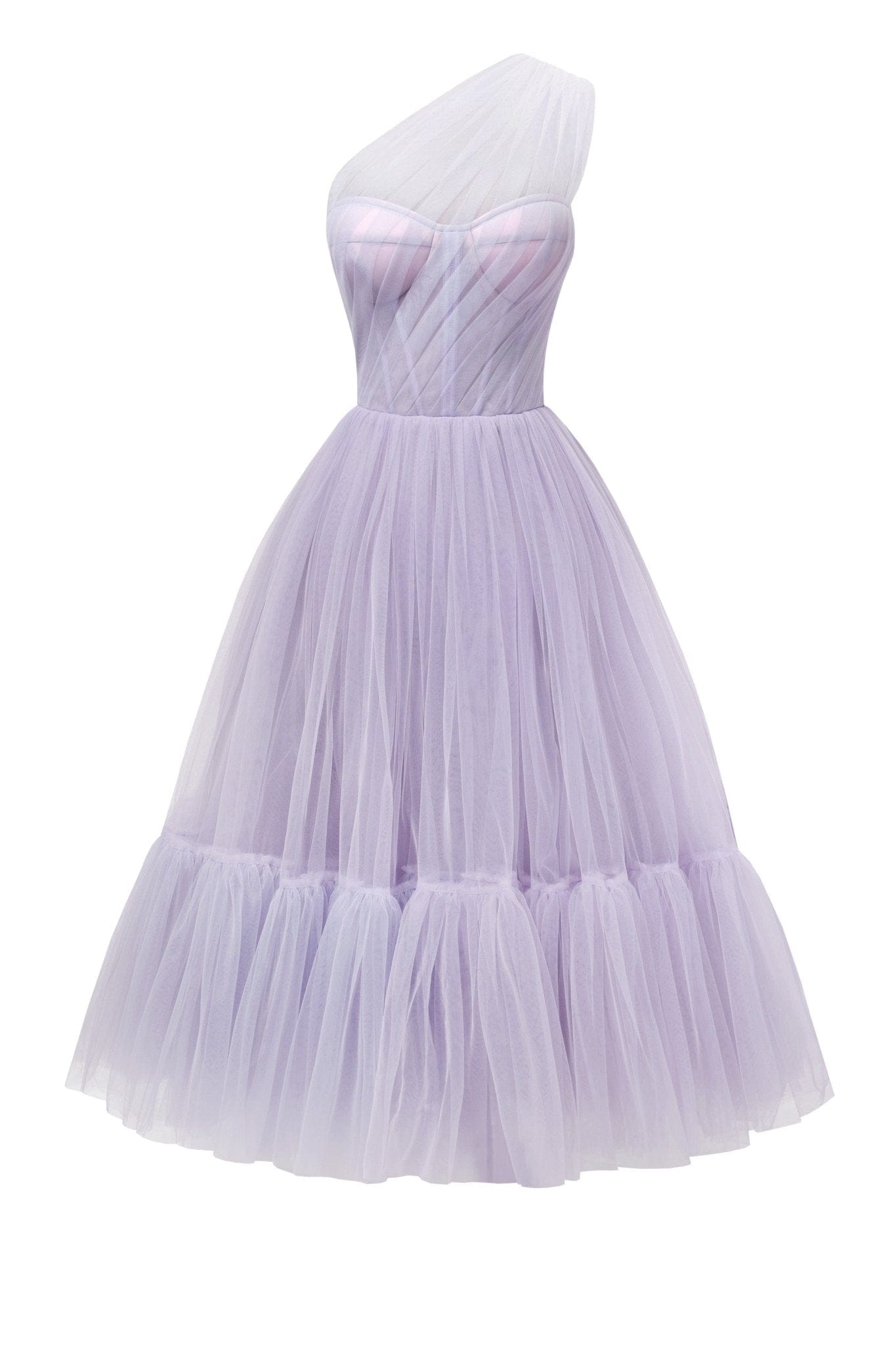 Lavender One-Shoulder Cocktail Tulle Dress - OWNCI Lavender One-Shoulder Cocktail Tulle Dress - OWNCI