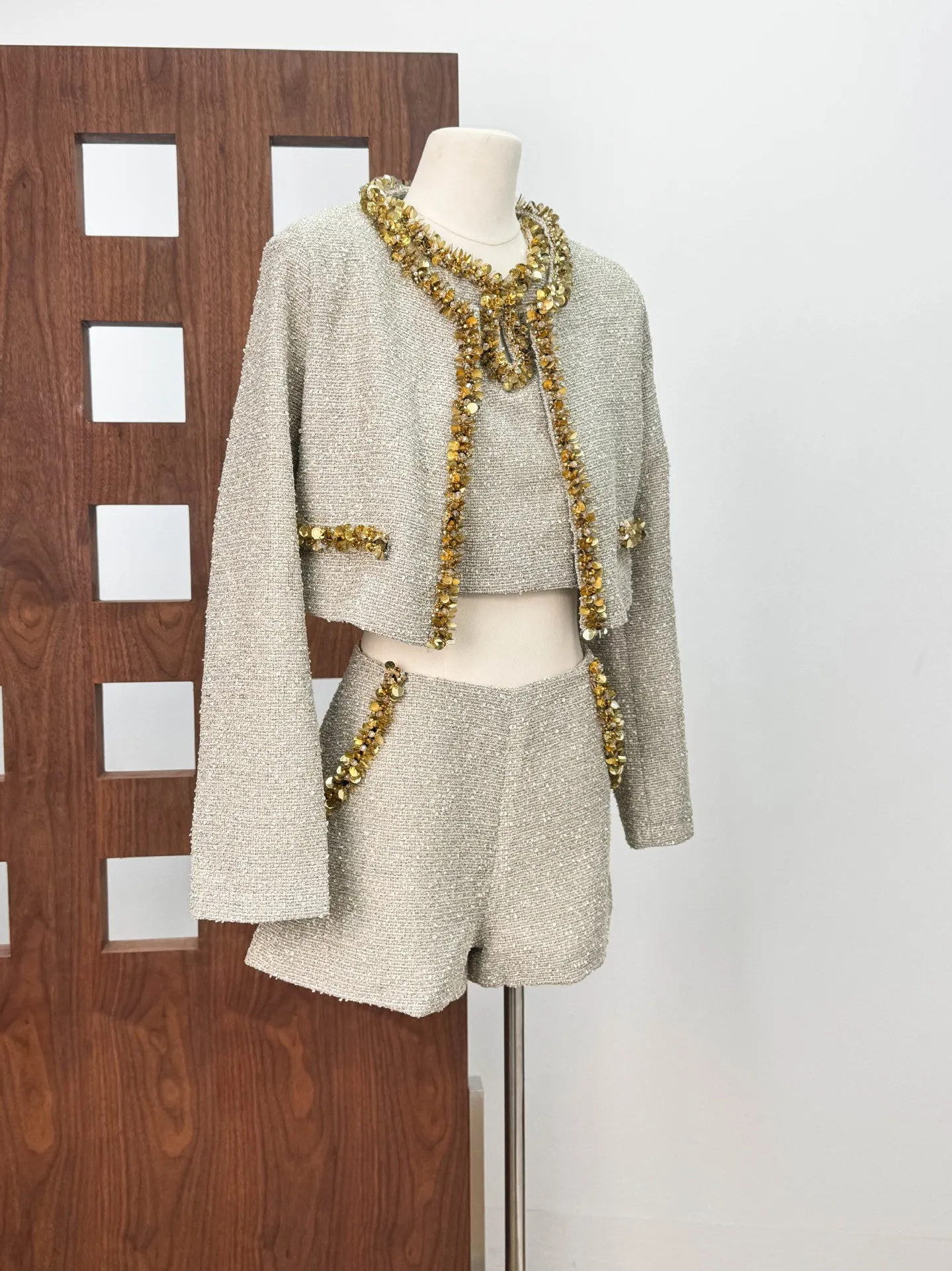 Evangeline Sequin Jacket In Apricot - OWNCI Evangeline Sequin Jacket In Apricot - OWNCI