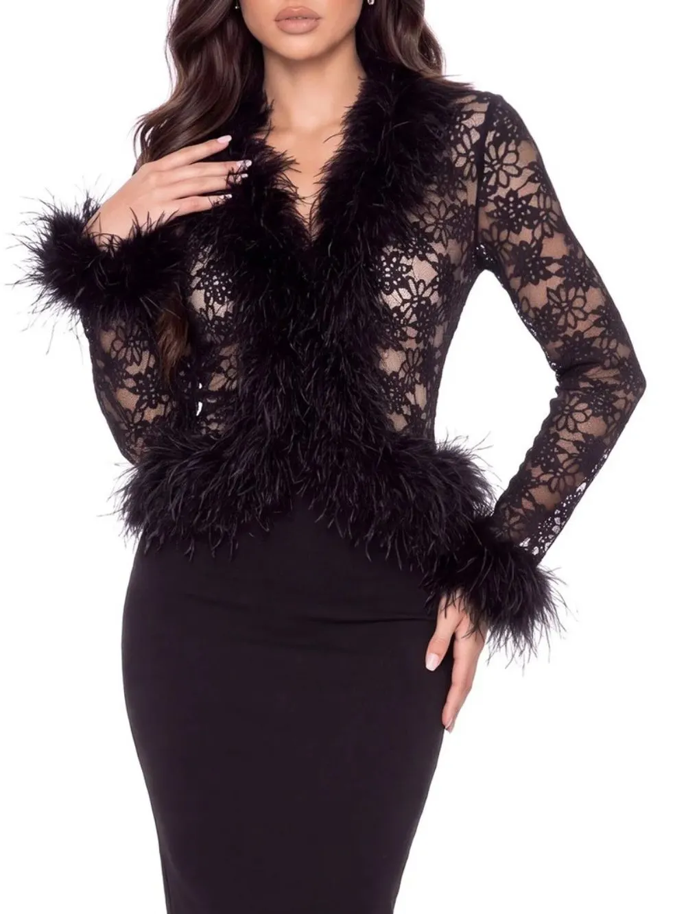 Jjetmixa Lace Faux Fur Top - OWNCI Jjetmixa Lace Faux Fur Top - OWNCI