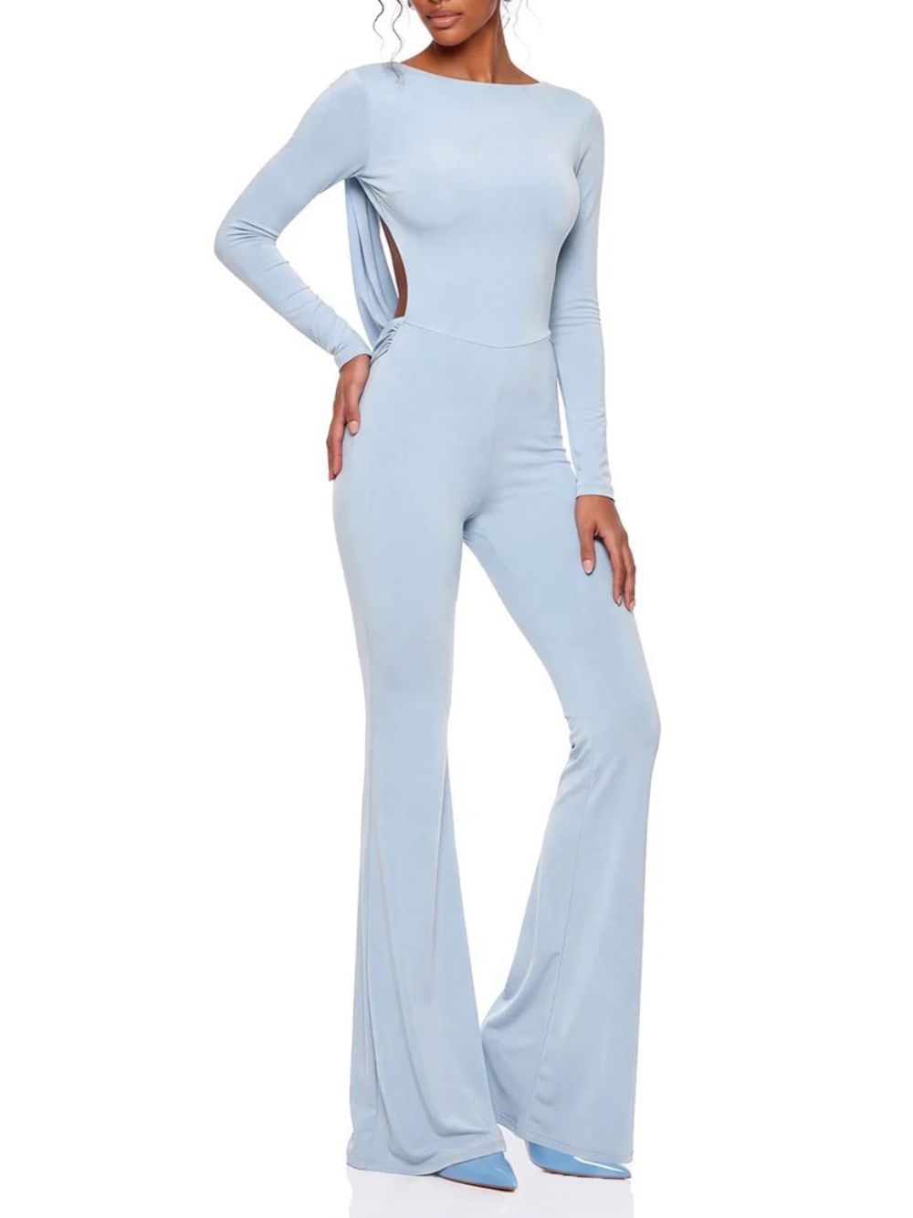 Parnelle Open Back Flared Jumpsuit - OWNCI Parnelle Open Back Flared Jumpsuit - OWNCI