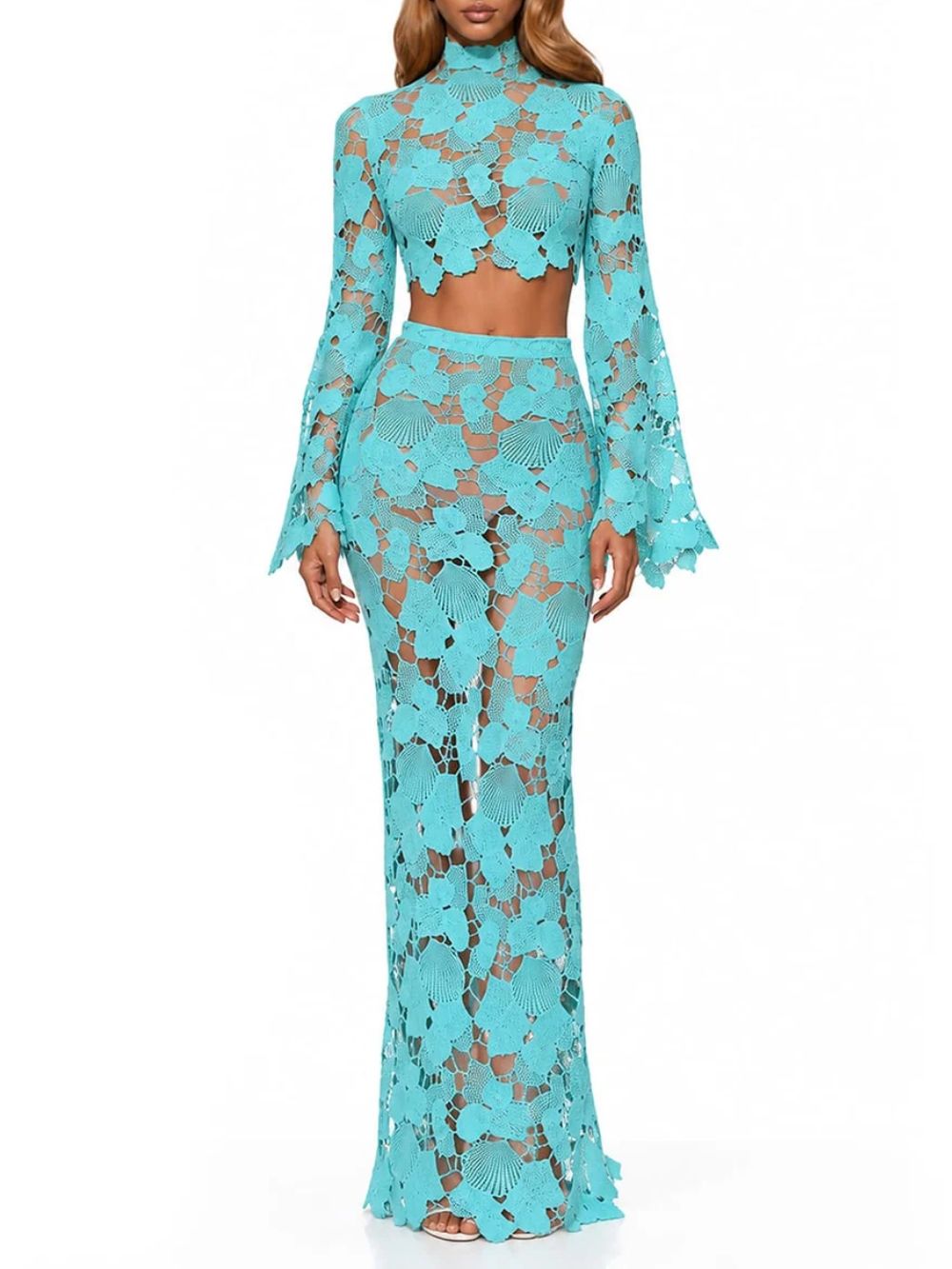 Senvora Long Sleeve Cutout Skirt Set - OWNCI Senvora Long Sleeve Cutout Skirt Set - OWNCI