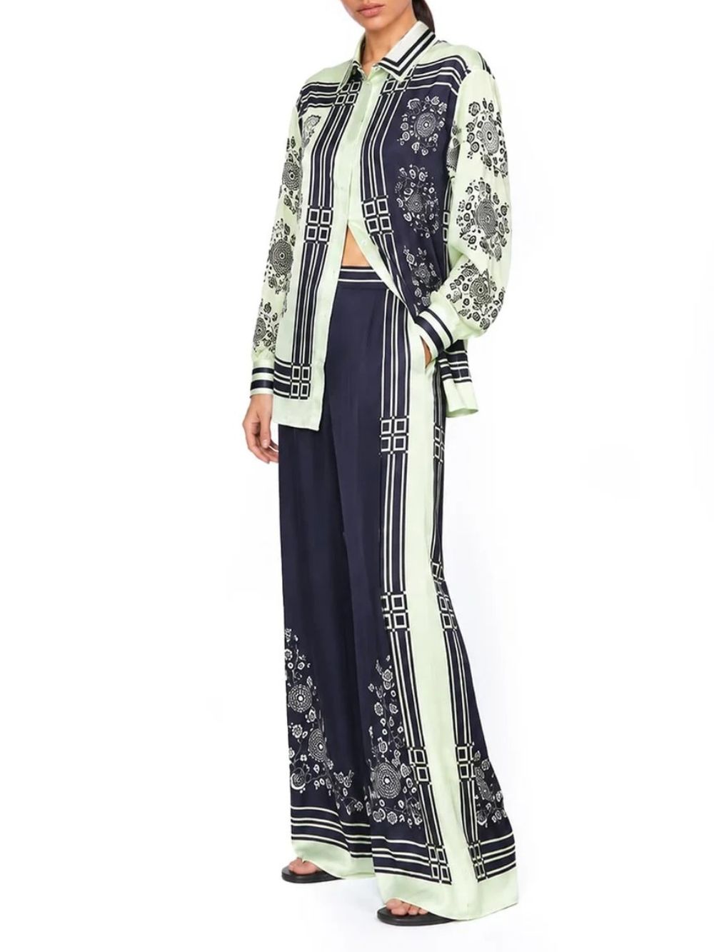 Auvessa Long Sleeve Printed Pants Set - OWNCI Auvessa Long Sleeve Printed Pants Set - OWNCI