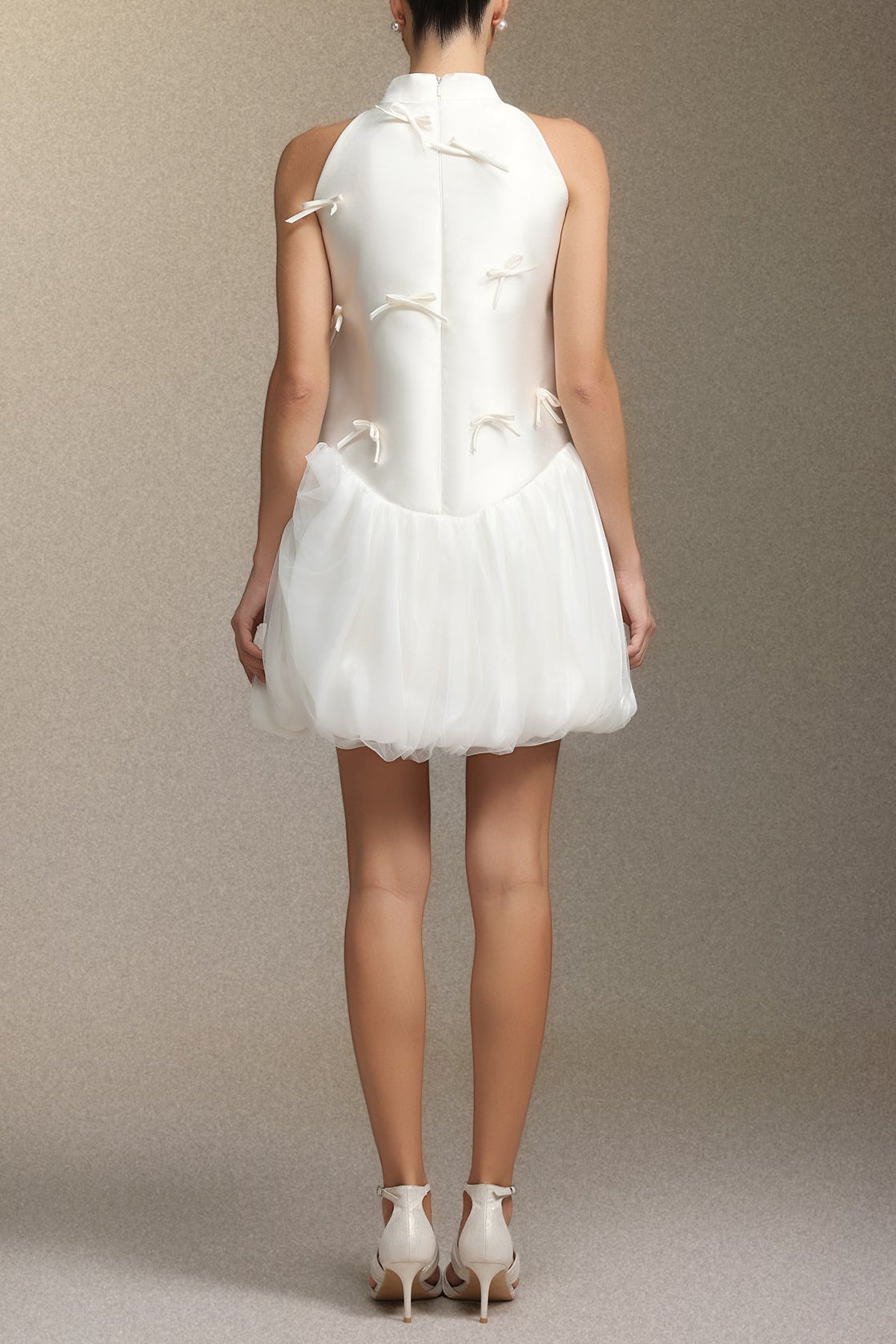 Jessie White Strapless Satin Sleeveless Puffy Mini Dress - OWNCI Jessie White Strapless Satin Sleeveless Puffy Mini Dress - OWNCI