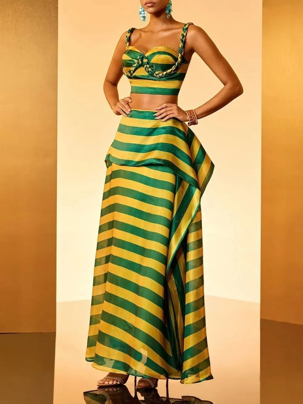 Haloke Weave Stripe Skirt Set - OWNCI Haloke Weave Stripe Skirt Set - OWNCI